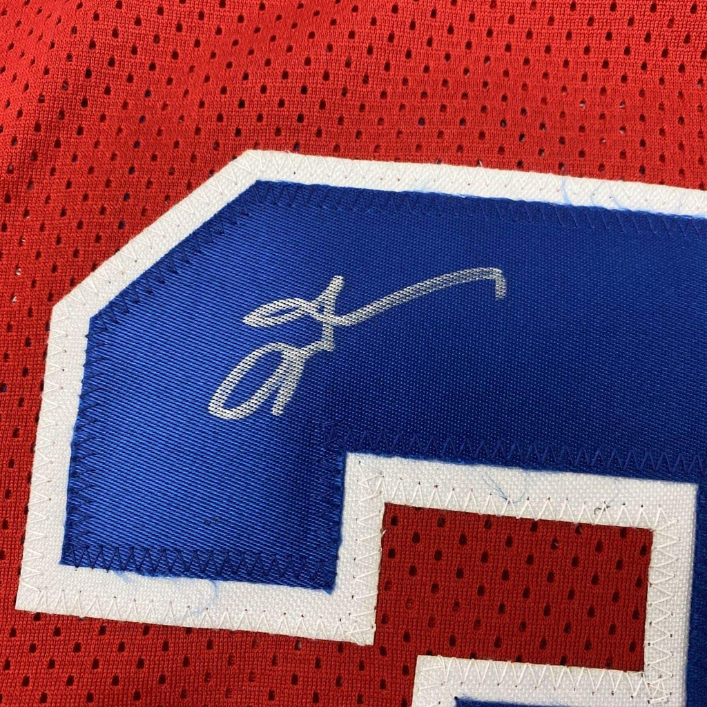 Autographed/Signed Allen Iverson Syracuse Nationals Nats Red Basketball Jersey PSA/DNA COA