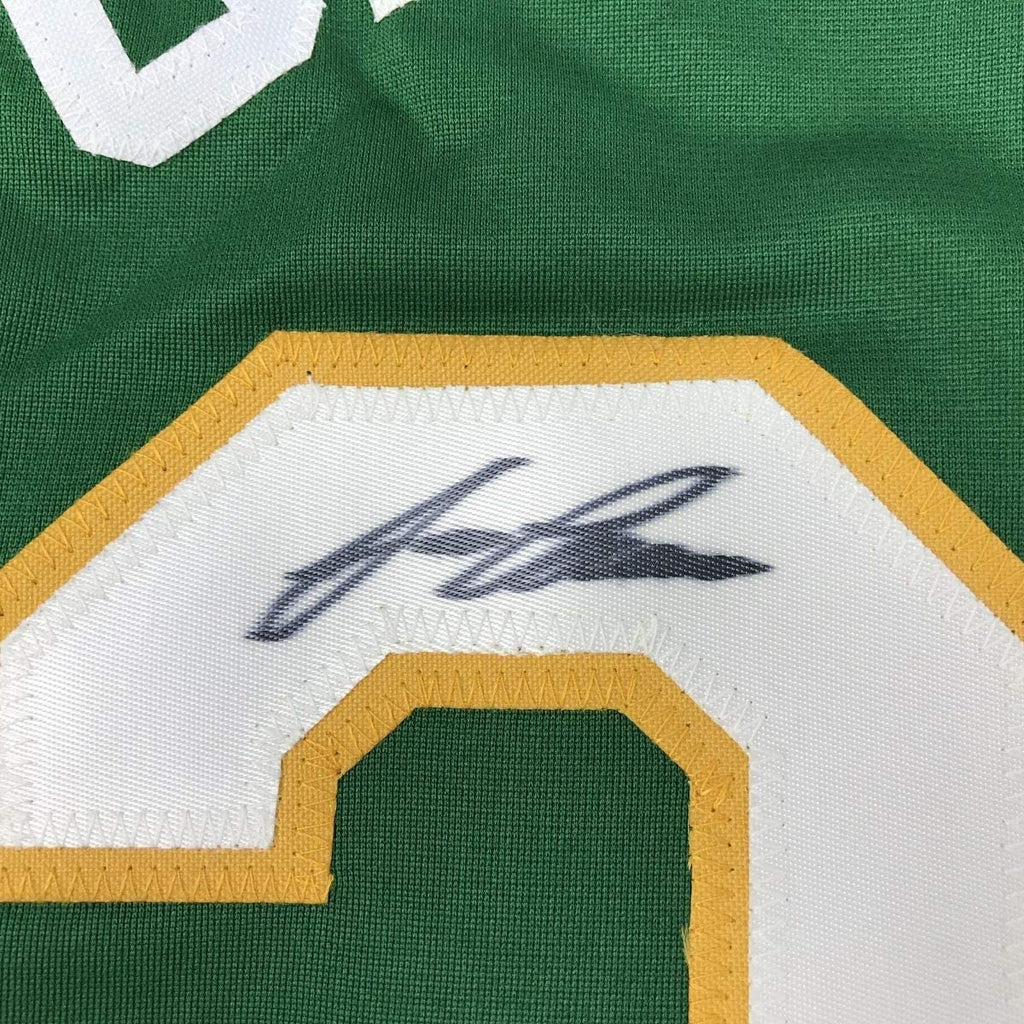 Autographed/Signed Jose Canseco Oakland Green Baseball Jersey JSA COA
