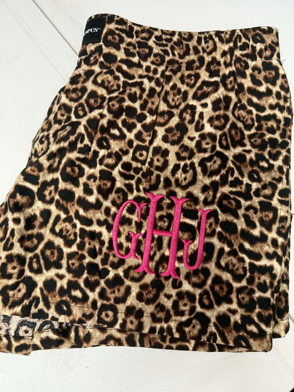 Monogram Embroidered Leopard Shorts