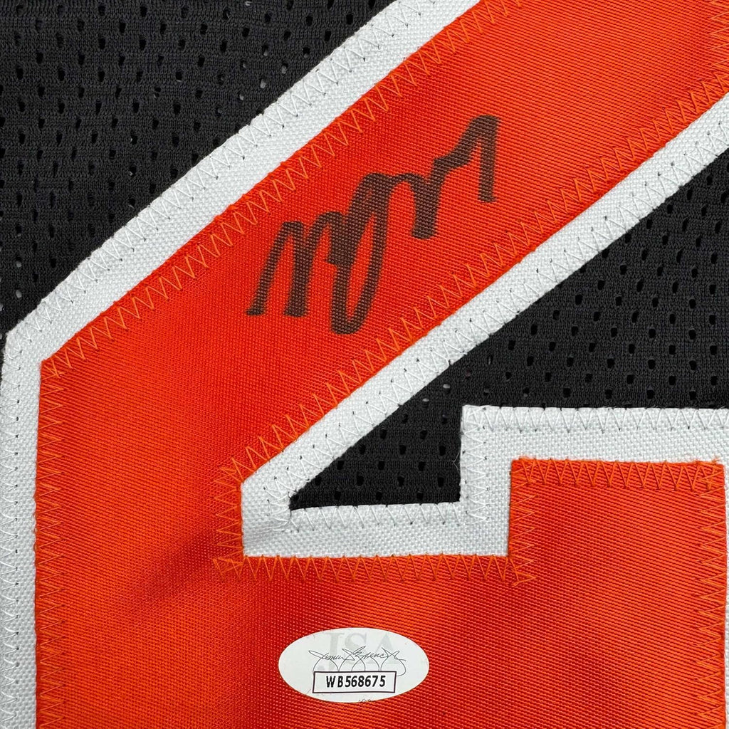 Framed Autographed/Signed Miles Deuce McBride 35x39 New York Black Basketball Jersey JSA COA