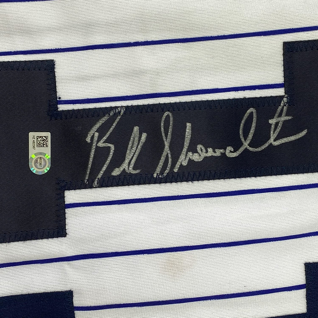 Framed Autographed/Signed Buck Showalter 35x39 New York Pinstripe Baseball Jersey MLB COA