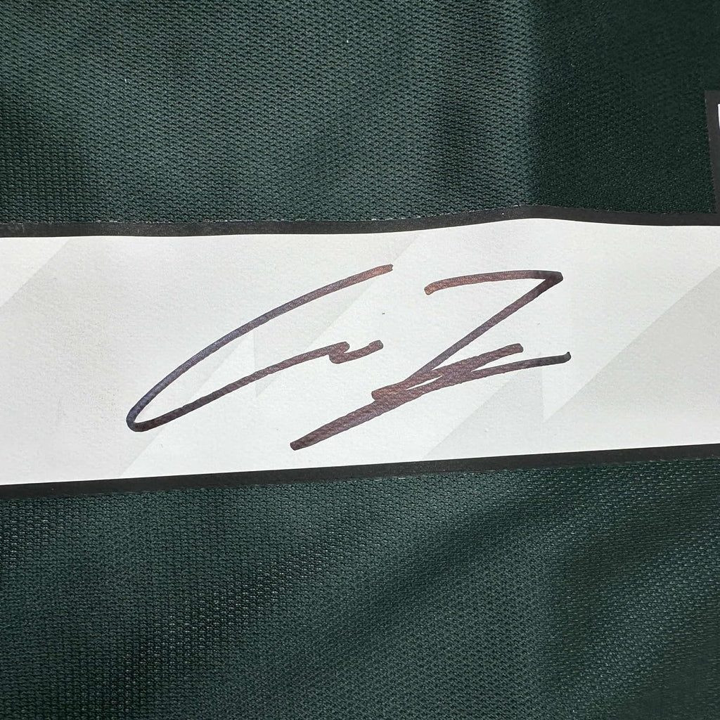 Framed Autographed/Signed Alejandro Garnacho 35x39 Manchester United Green Soccer Jersey Beckett BAS COA