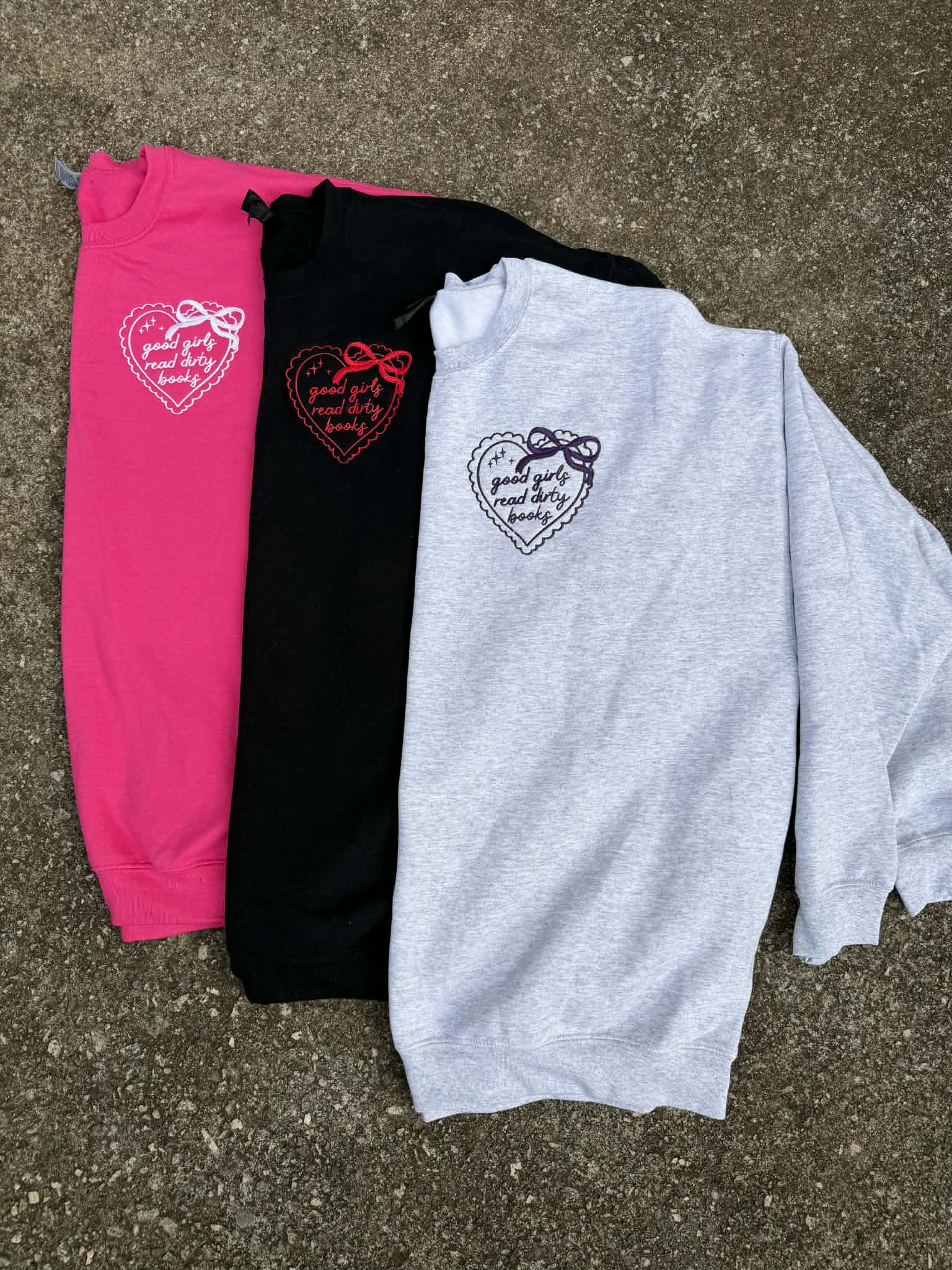Good Girls Read Dirty Books Embroidered Sweatshirt