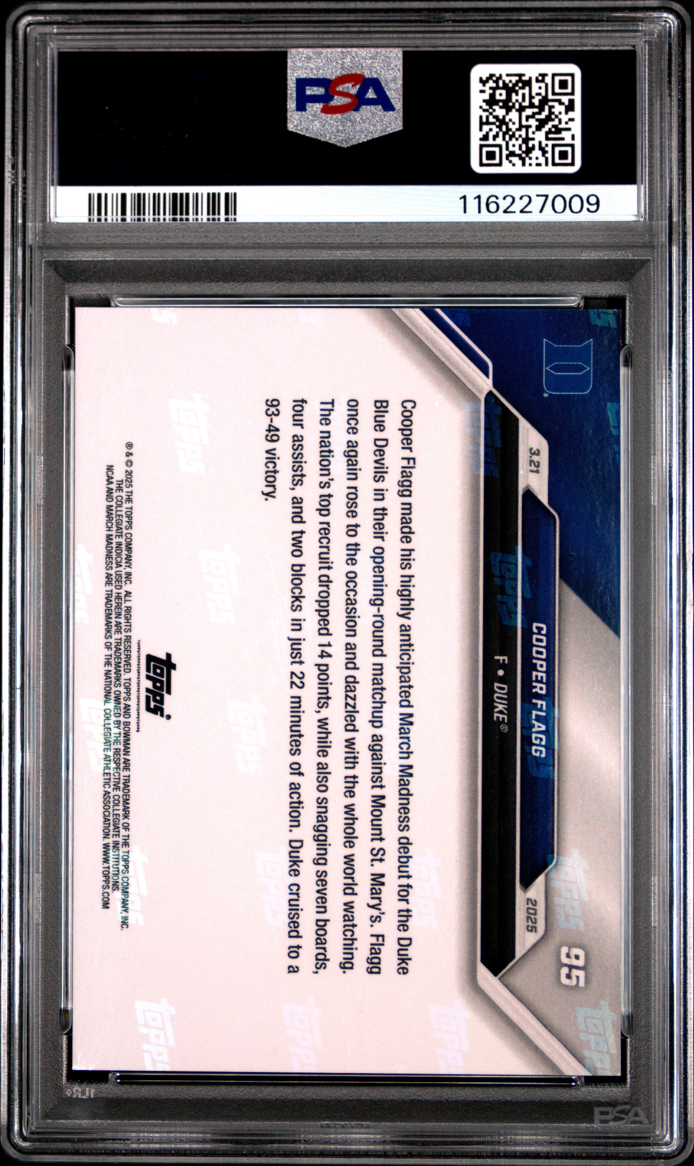 Graded 2024 Topps Bowman U Now Cooper Flagg #95 Rookie RC Basketball Card PSA 6 Excellent