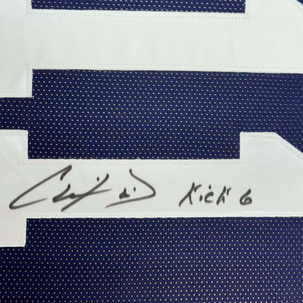 Framed Autographed/Signed Chris Davis Jr. 35x39 Auburn Blue College Football Jersey JSA COA