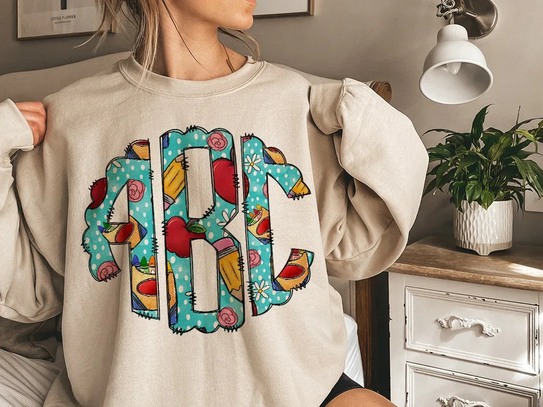 School Days Polka dot Monogram Graphic Tee