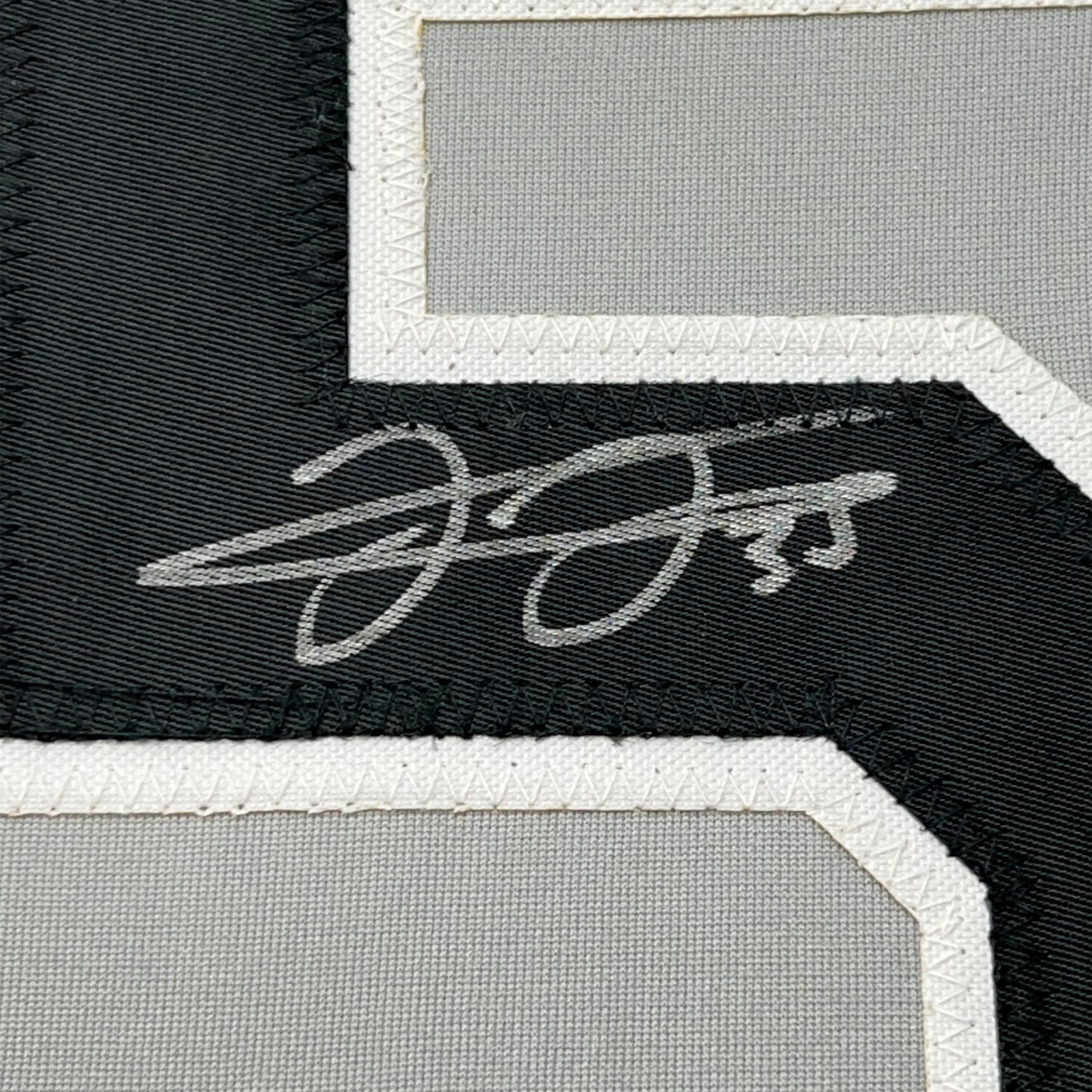 Framed Autographed/Signed Frank Thomas 35x39 Chicago Grey Baseball Jersey JSA COA