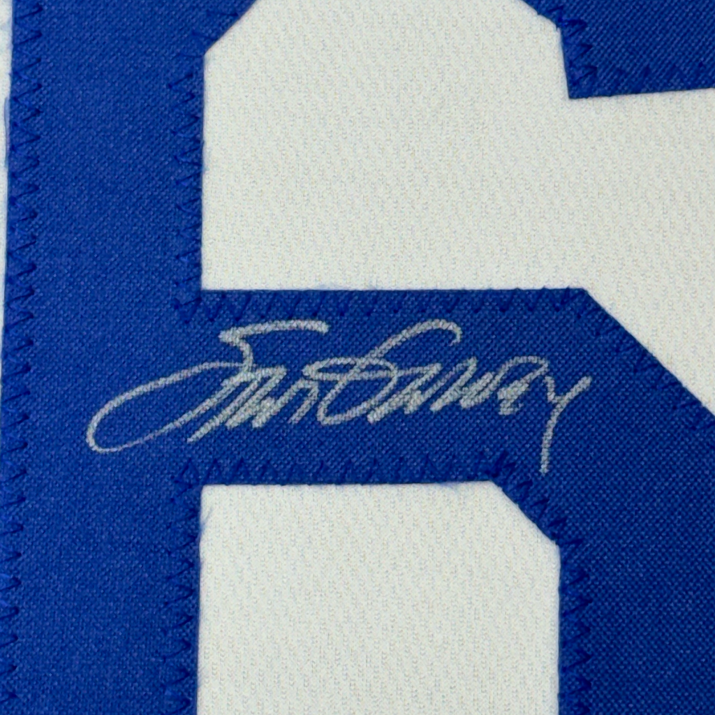 Framed Autographed/Signed Steve Garvey 35x39 Los Angeles LA White Baseball Jersey Beckett BAS COA