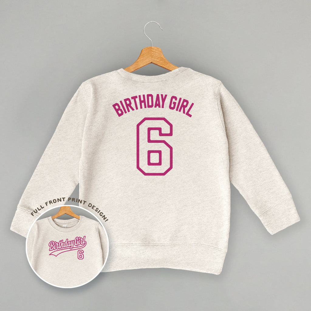 Birthday Girl Varsity #6 (Kids Back Print)