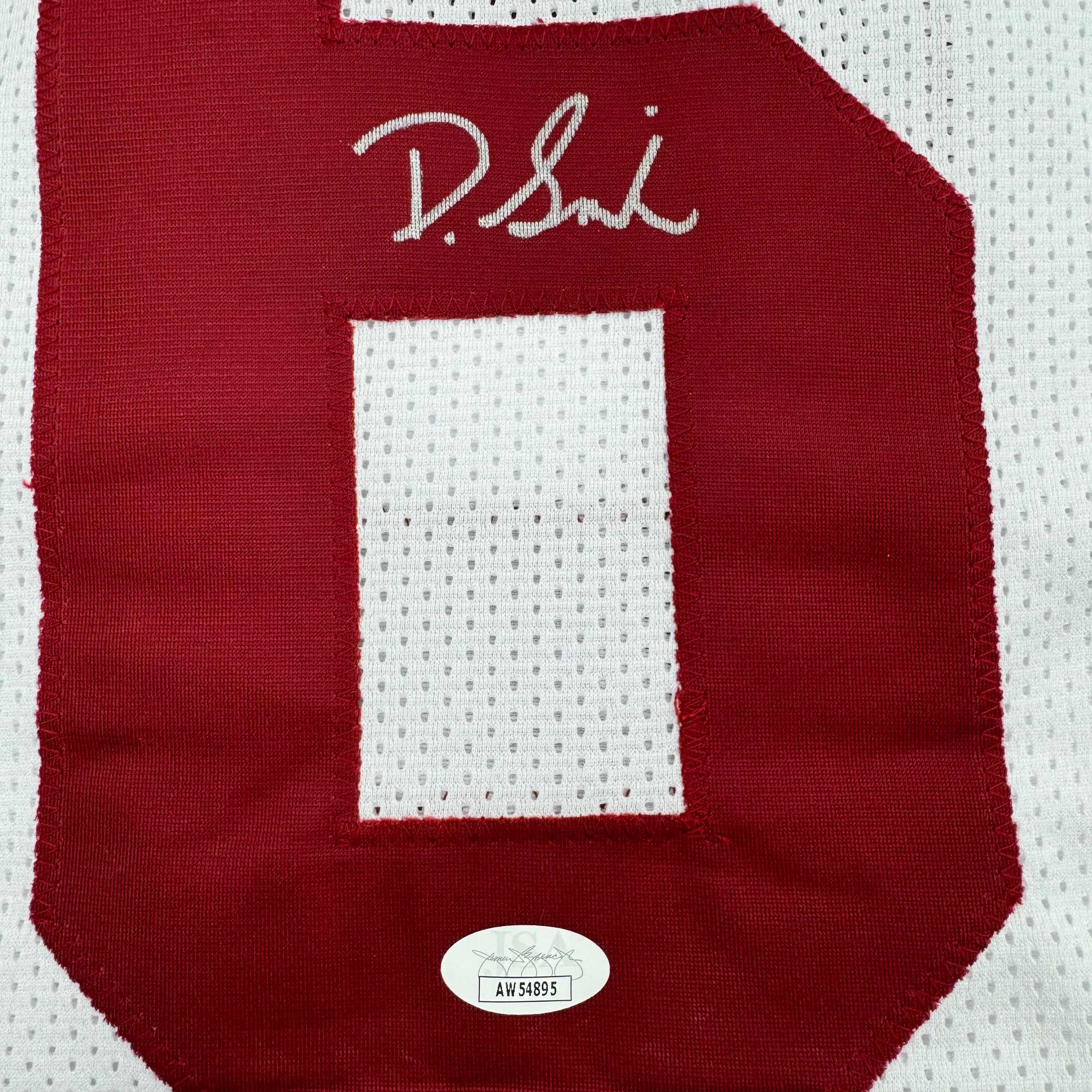 Autographed/Signed Devonta Smith Alabama White College Football Jersey JSA COA