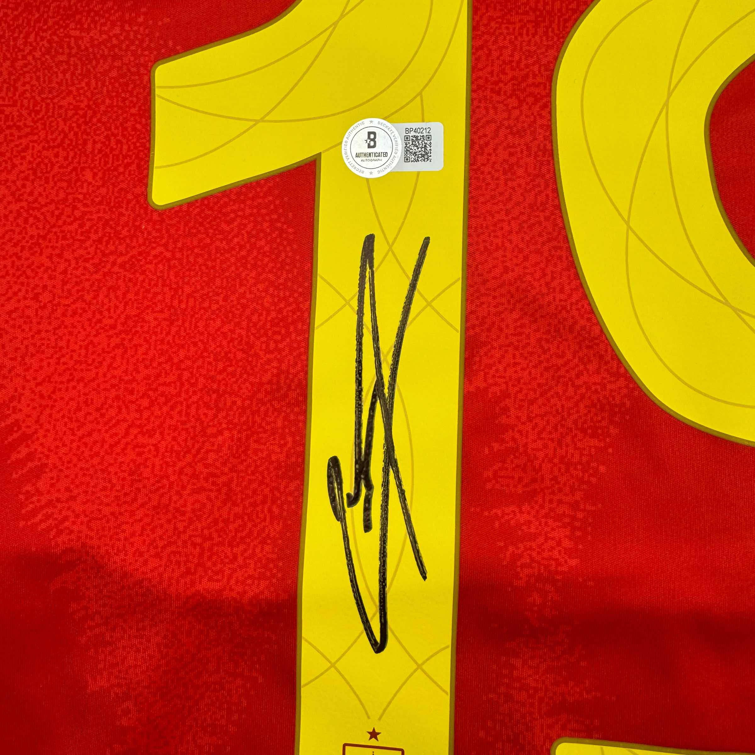 Autographed/Signed Lamine Yamal Spain Red World Cup Soccer Futbol Jersey Beckett BAS COA