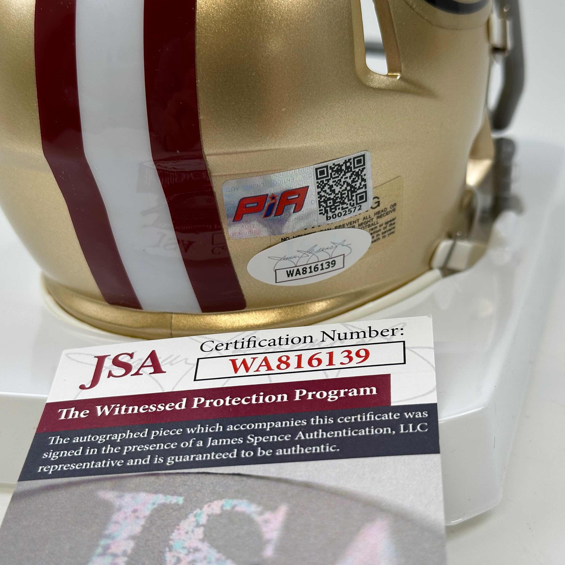 Autographed/Signed Trent Williams San Francisco 49ers Football Mini Helmet JSA COA