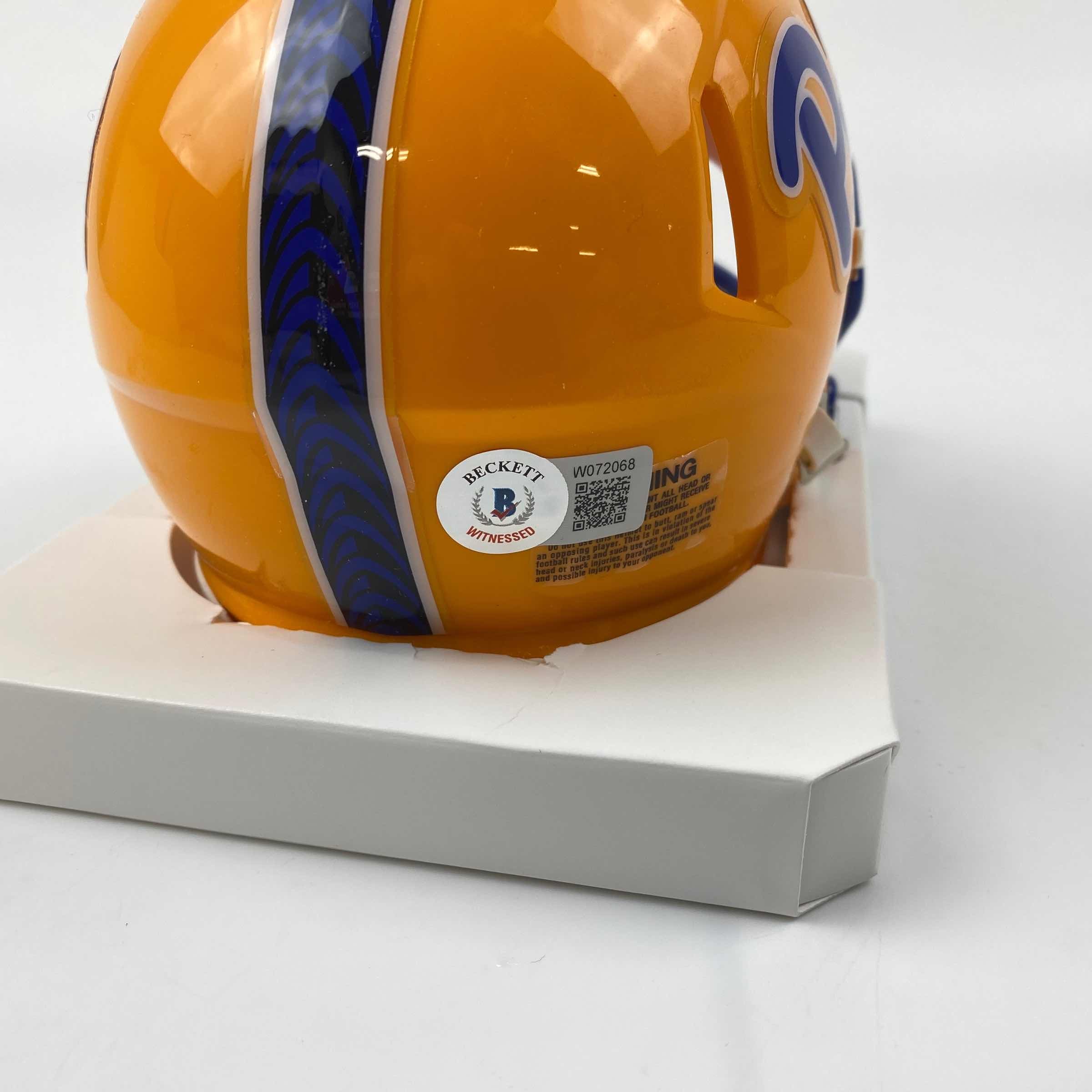 Autographed/Signed Damar Hamlin Pittsburgh Panthers Mini College Football Helmet Beckett BAS COA