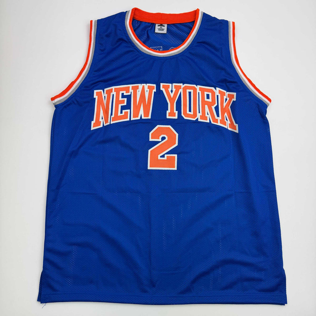 Autographed/Signed Miles Deuce McBride New York Blue Basketball Jersey JSA COA