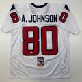 Autographed/Signed Andre Johnson Houston White Football Jersey JSA COA