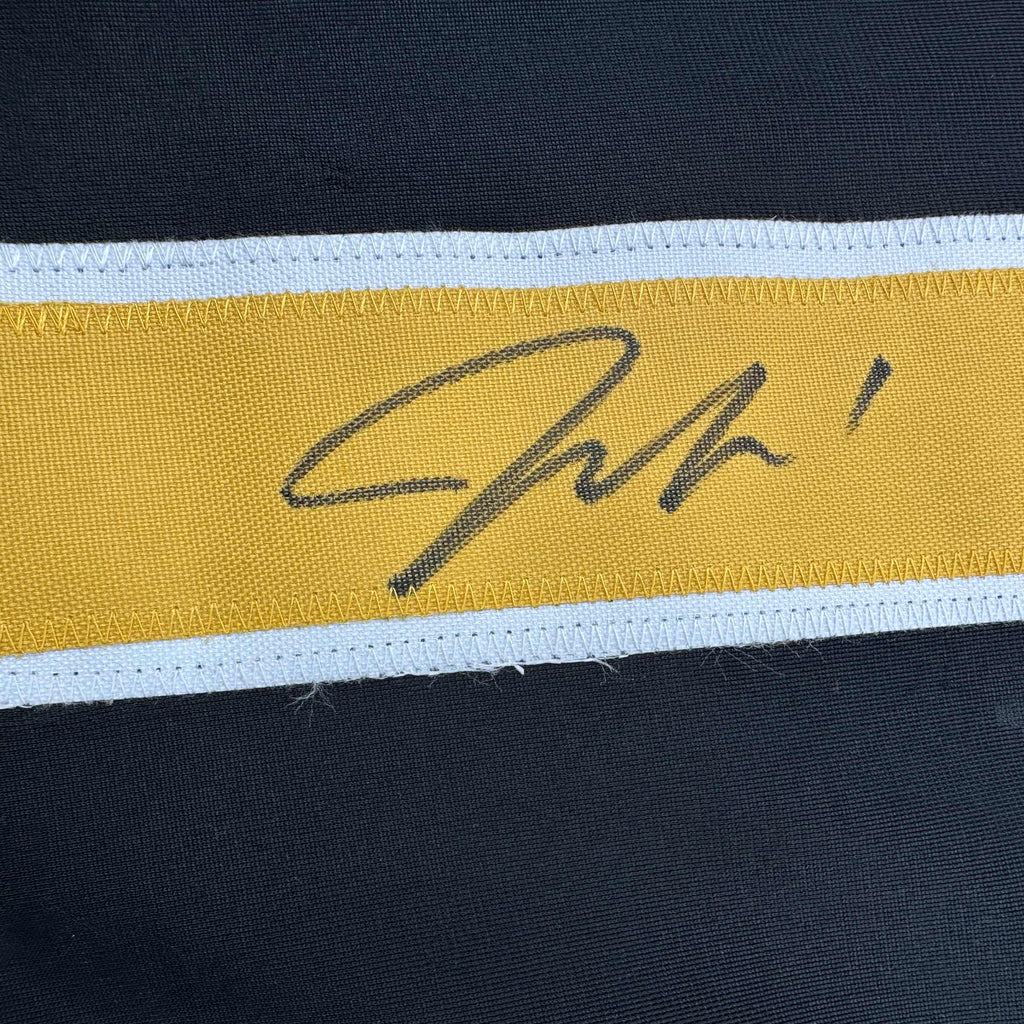 Autographed/Signed Jeremy Swayman Boston Black Hockey Jersey JSA COA