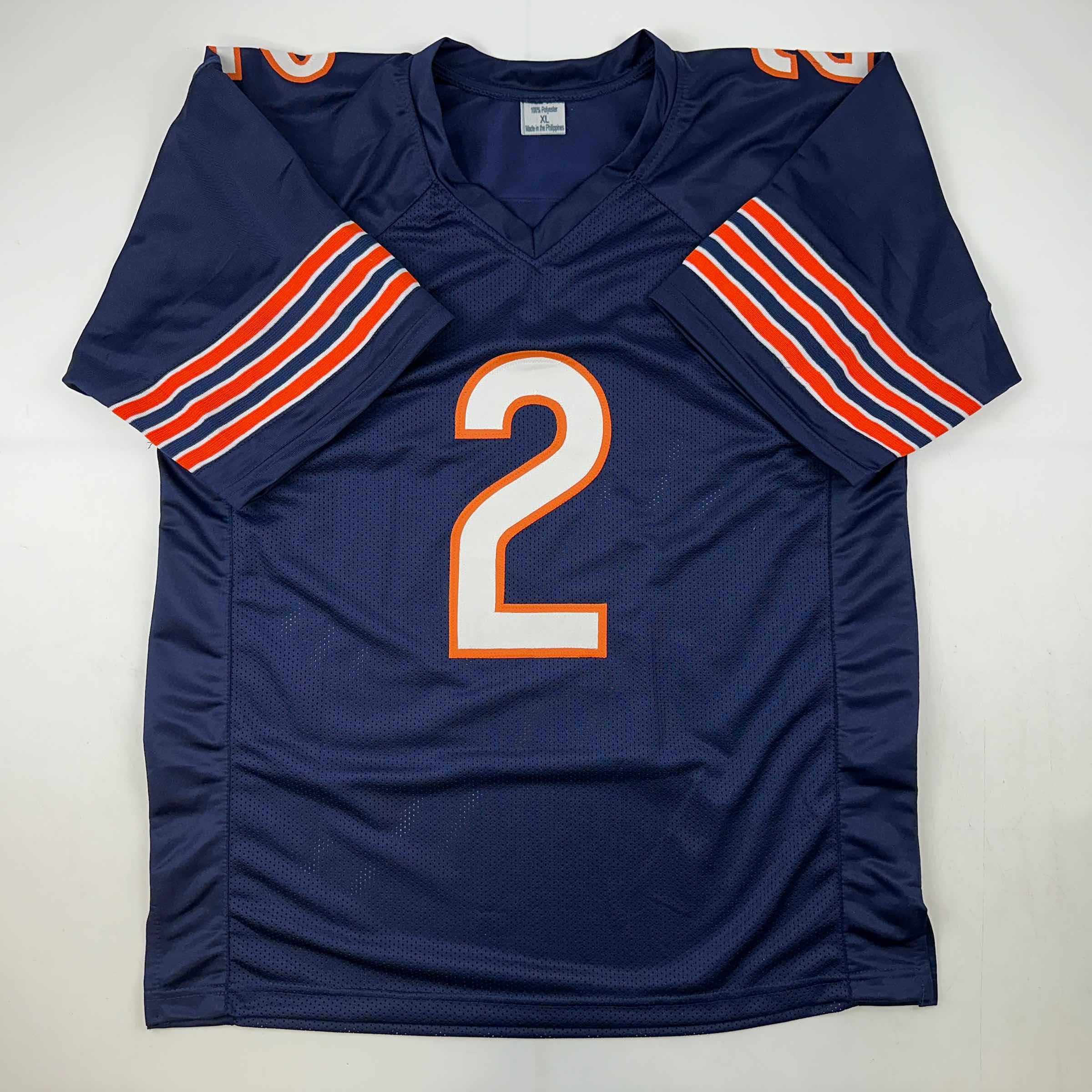 Autographed/Signed D.J. DJ Moore Chicago Blue Football Jersey Beckett BAS COA