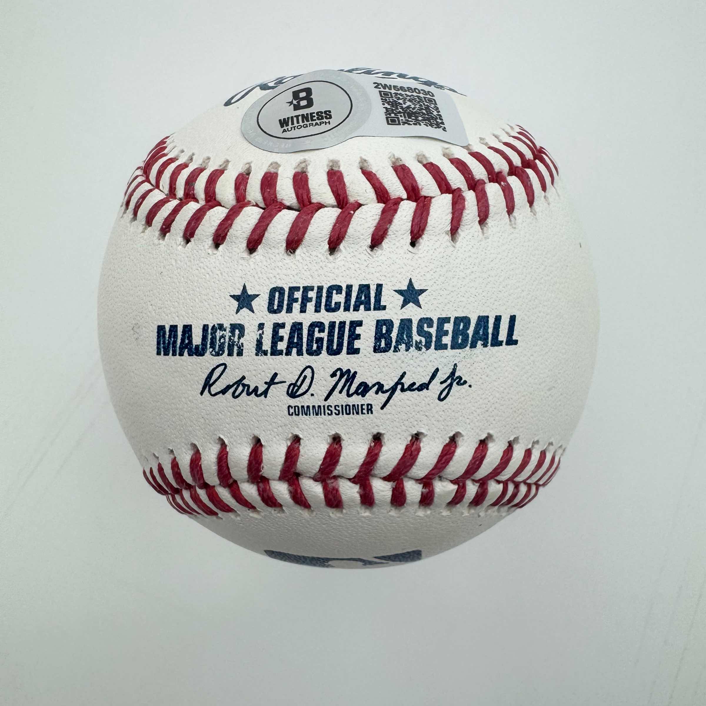 Autographed/Signed John Smoltz HOF 15 Rawlings Official Major League ROML Baseball Beckett BAS COA