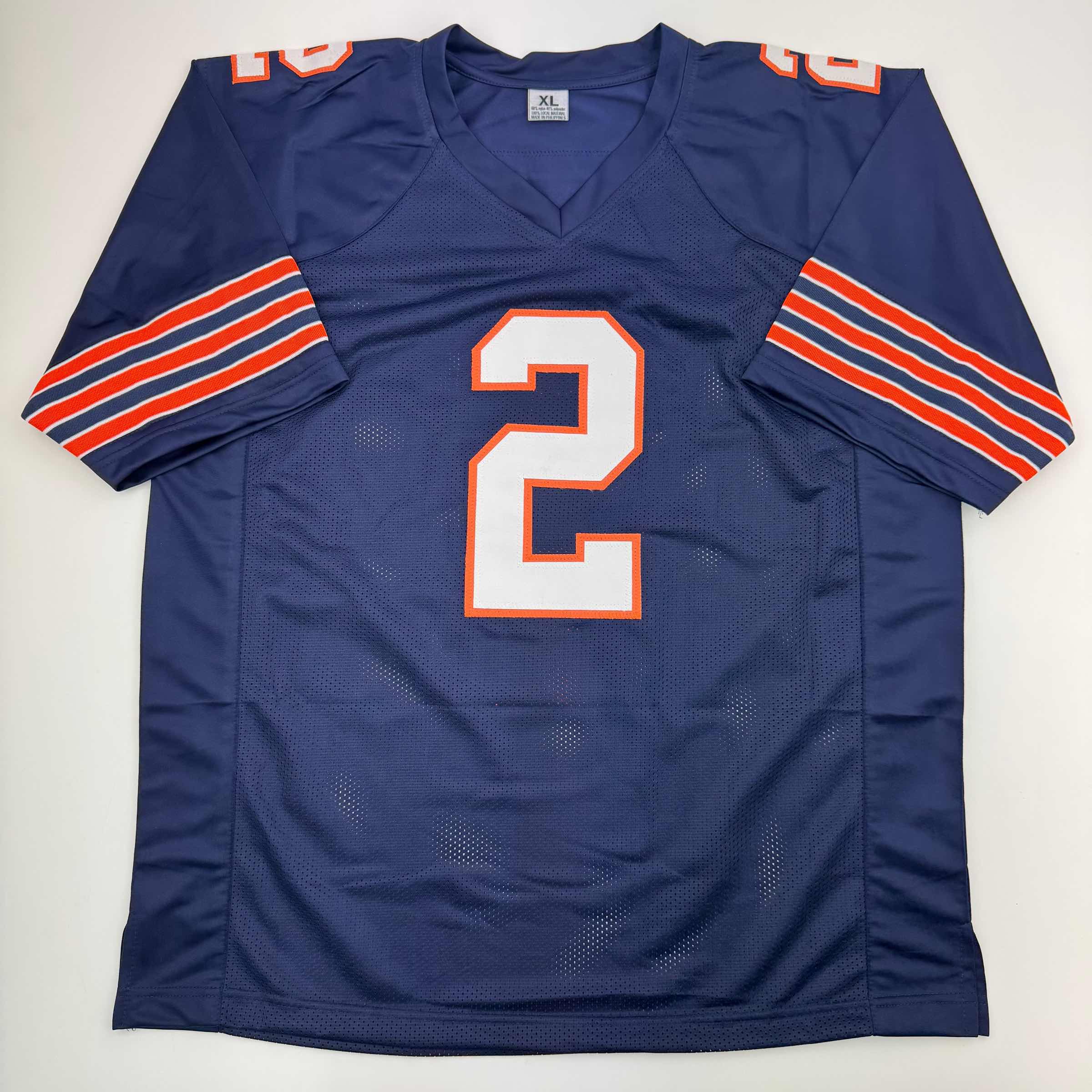 Autographed/Signed D.J. DJ Moore Chicago Retro Blue Football Jersey Beckett JSA COA