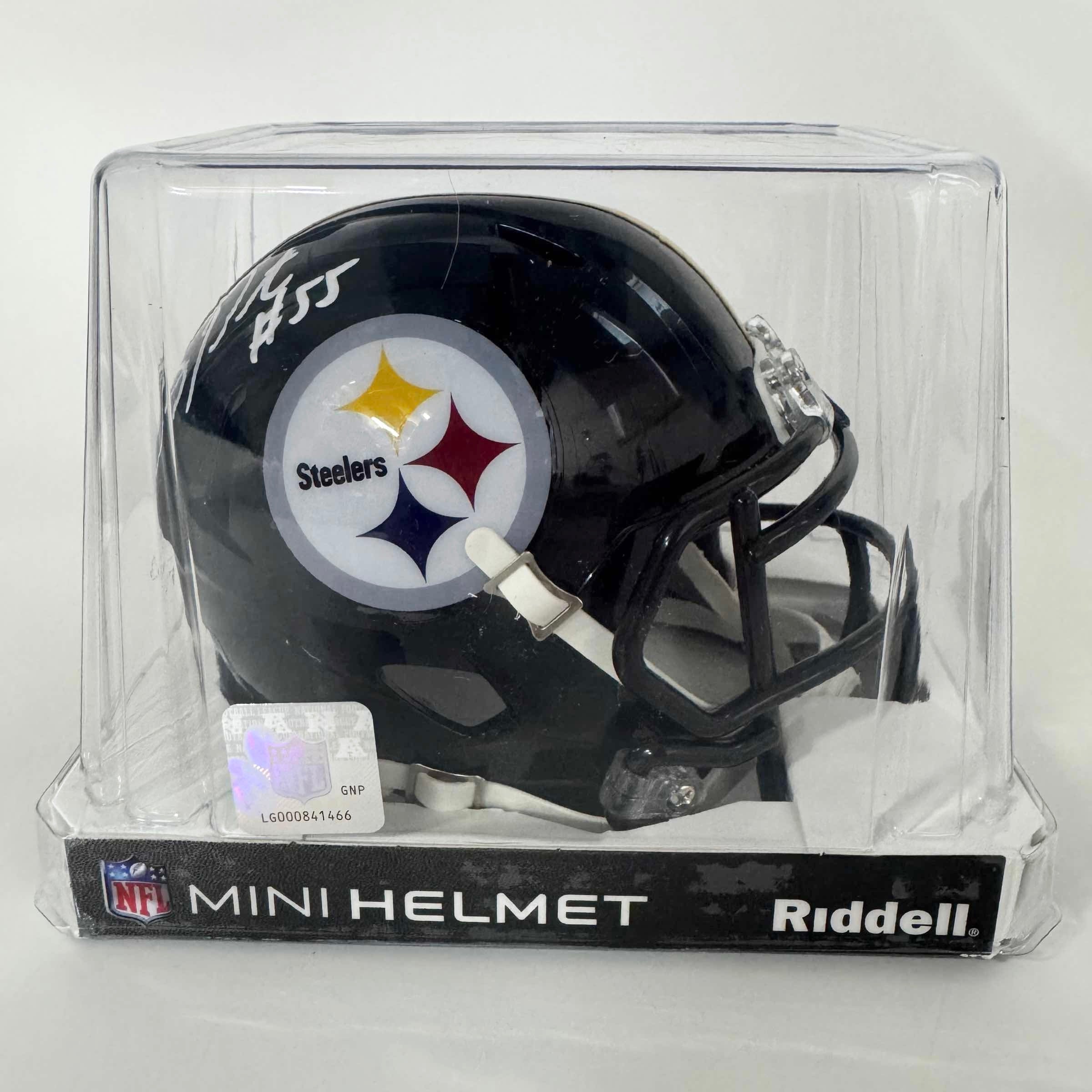 Autographed/Signed Joey Porter Sr Pittsburgh Steelers Mini Football Helmet JSA COA