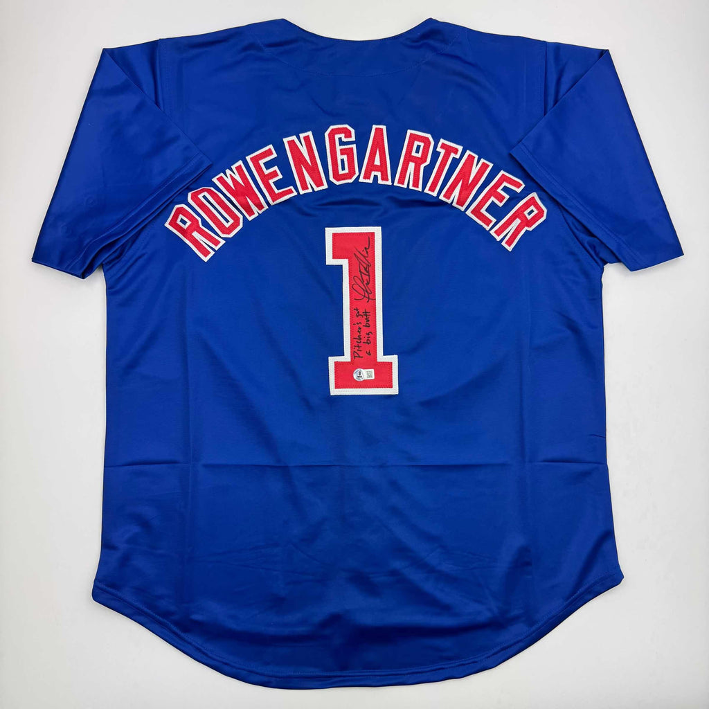 Autographed/Signed Thomas Ian Nicholas Rookie Of The Year Chicago Blue Baseball Jersey Beckett BAS COA