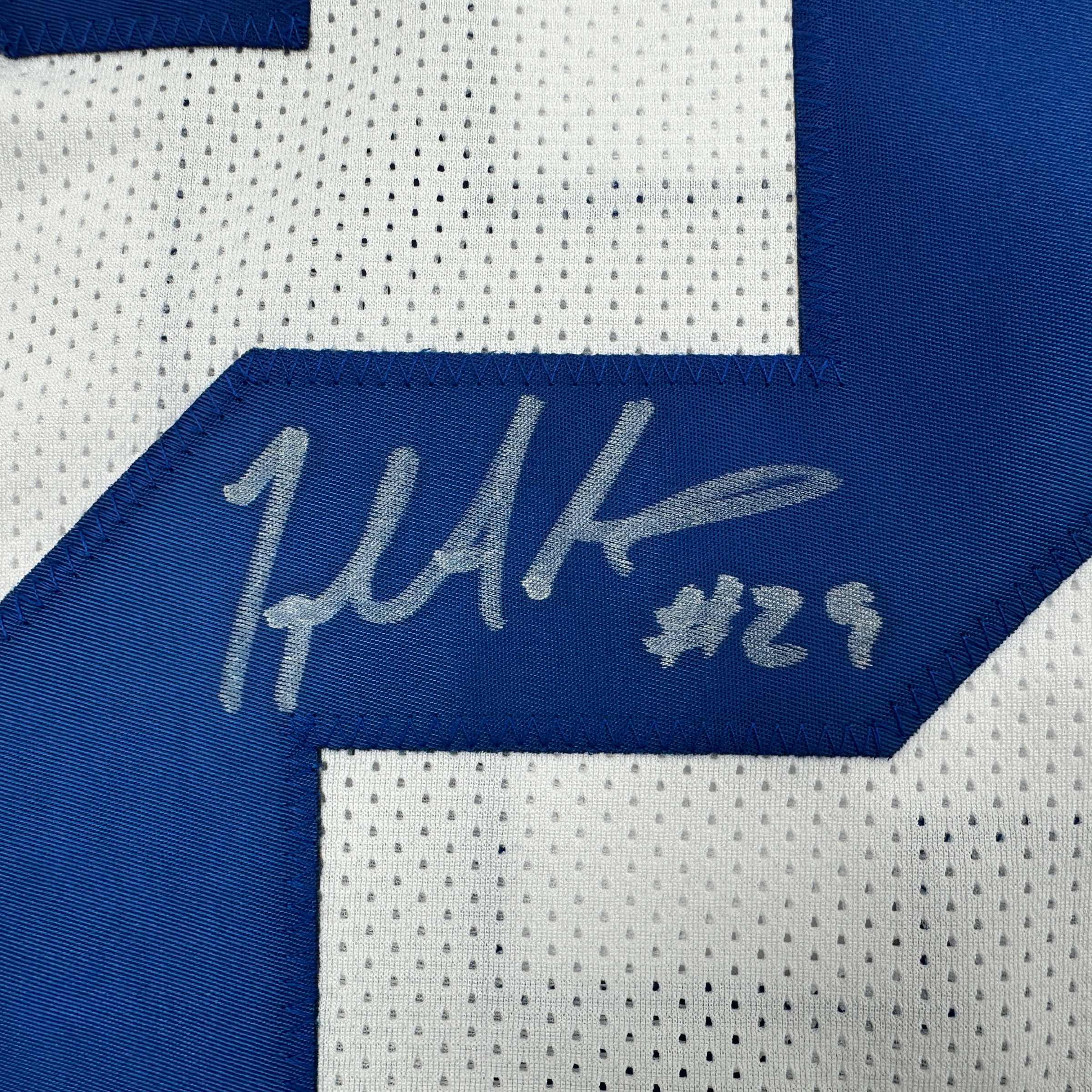 Autographed/Signed Joseph Addai Indianapolis White Football Jersey JSA COA
