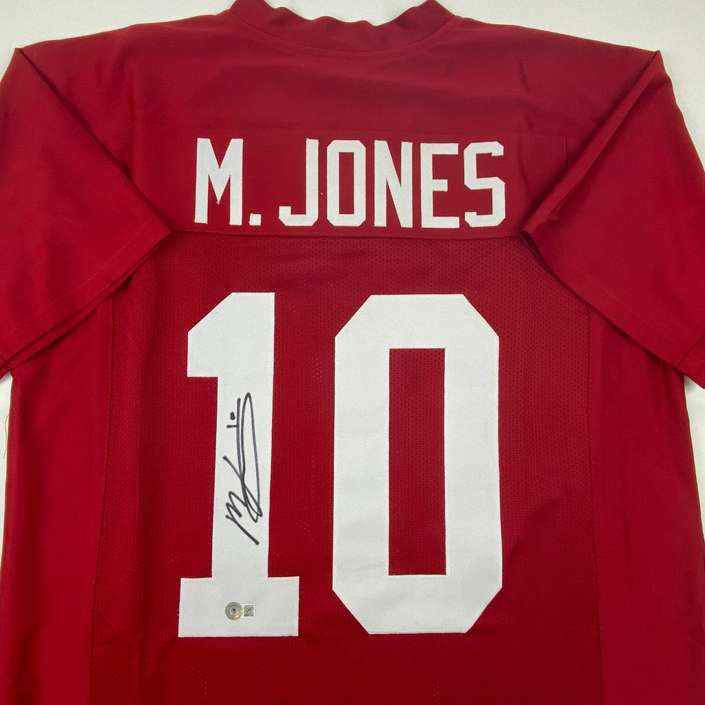 Autographed/Signed Mac Jones Alabama Red College Football Jersey Beckett BAS COA