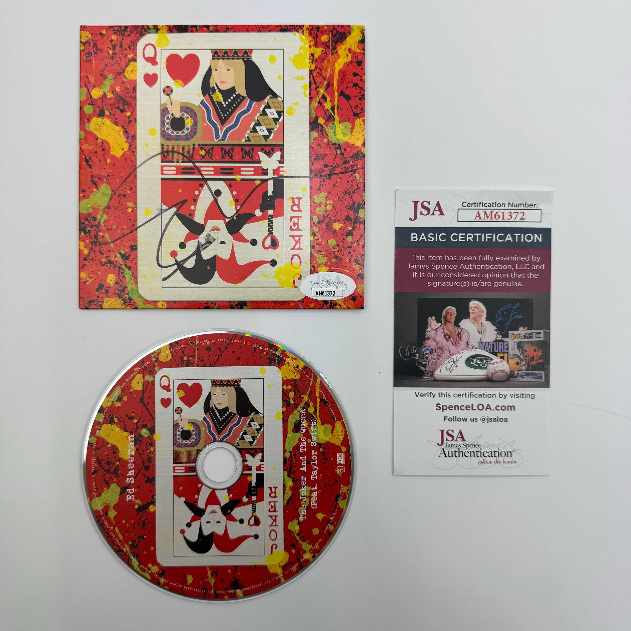 Autographed/Signed Ed Sheeran The Joker And The Queen Album CD Cover Disk JSA COA