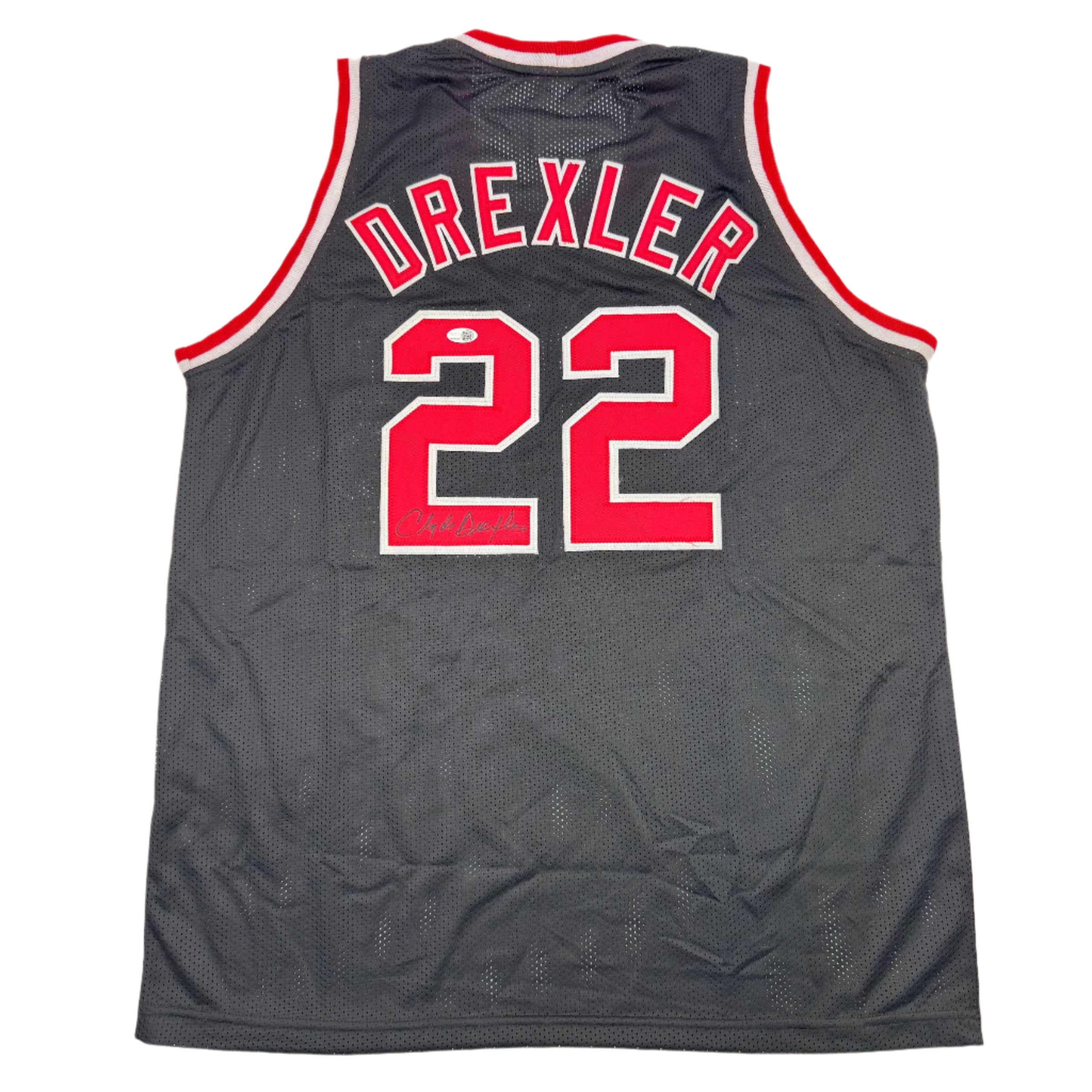 Autographed/Signed Clyde Drexler Portland Black Basketball Jersey JSA COA