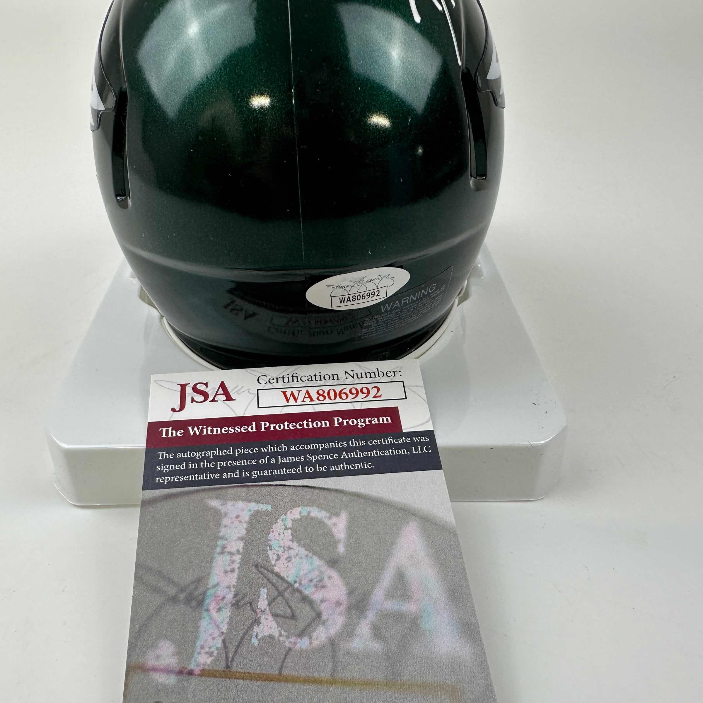Autographed/Signed D'Andre Swift Philadelphia Eagles Mini Football Helmet JSA COA