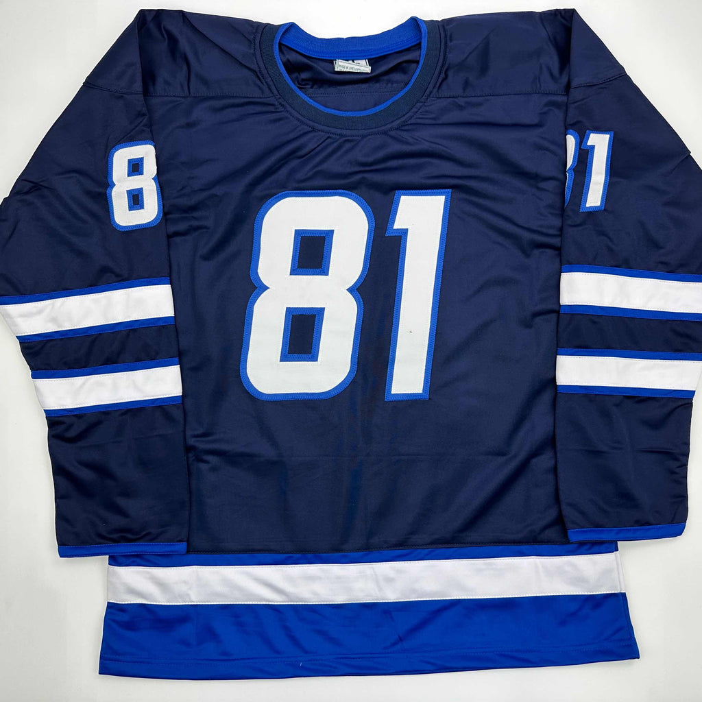 Autographed/Signed Kyle Connor Winnipeg Blue Hockey Jersey JSA COA