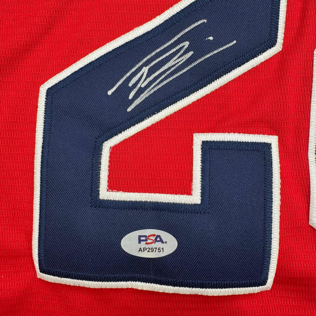 Autographed/Signed Tanner Bibee Cleveland Red Baseball Jersey PSA COA