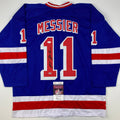 Autographed/Signed Mark Messier New York Blue Hockey Jersey JSA COA