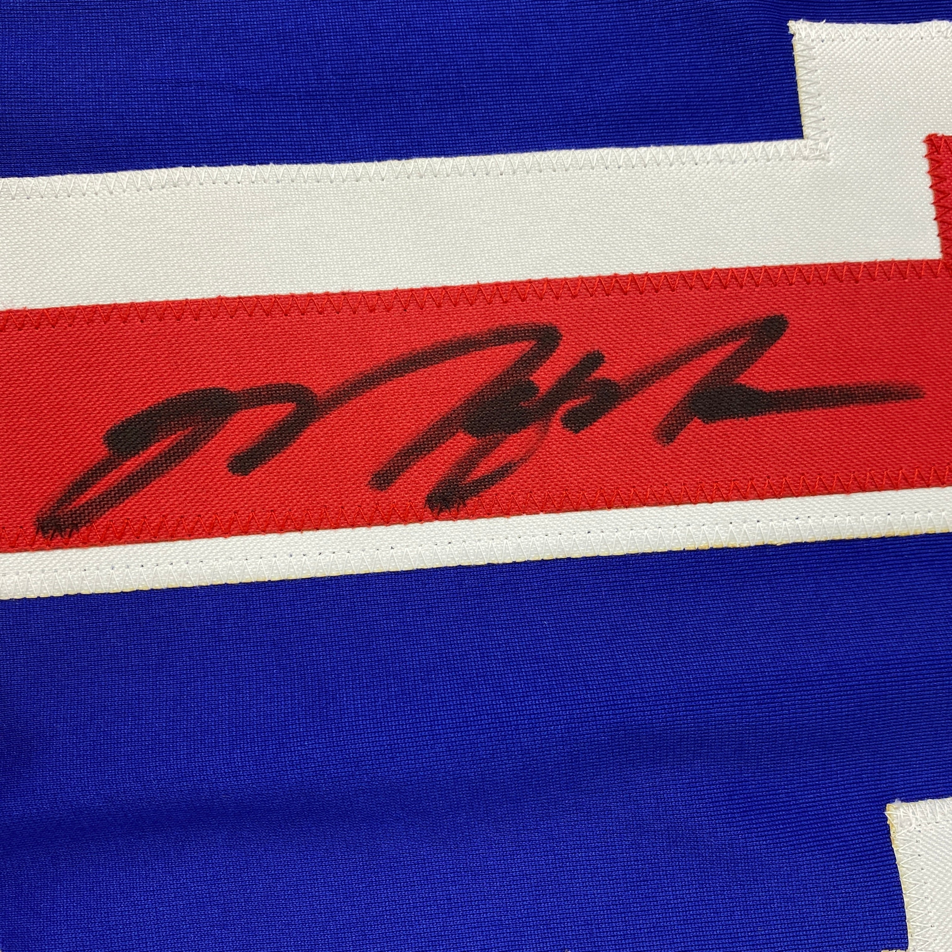Autographed/Signed Mark Messier New York Blue Hockey Jersey JSA COA