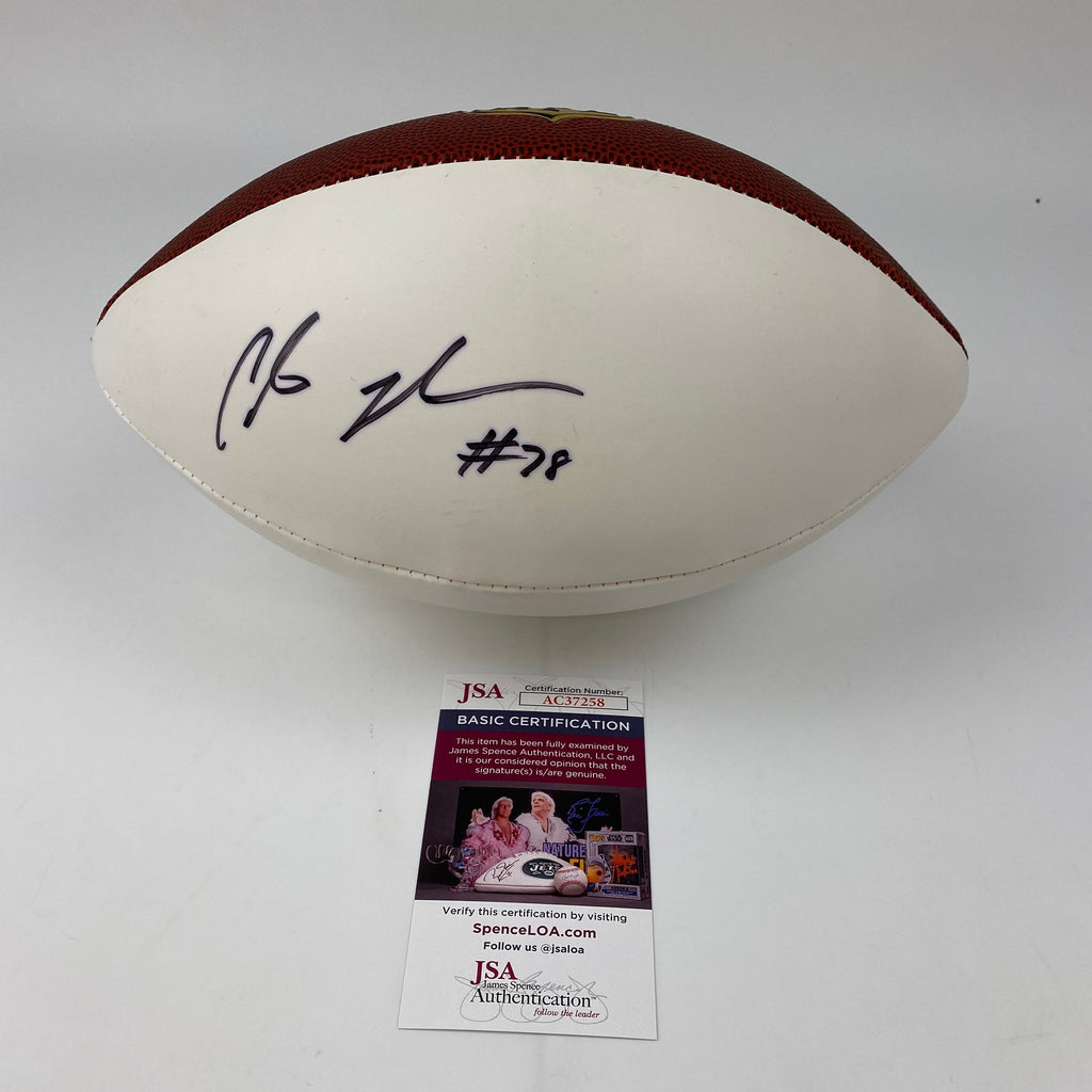 Autographed/Signed Chris Johnson Tennessee Titans Full Size FS F/S White Panel Wilson Football JSA COA