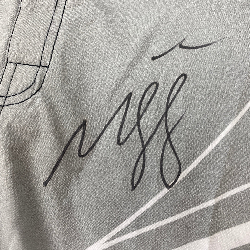 Autographed/Signed Khamzat Borz Chimaev UFC MMA Ultimate Fighting Grey Trunks PSA/DNA COA
