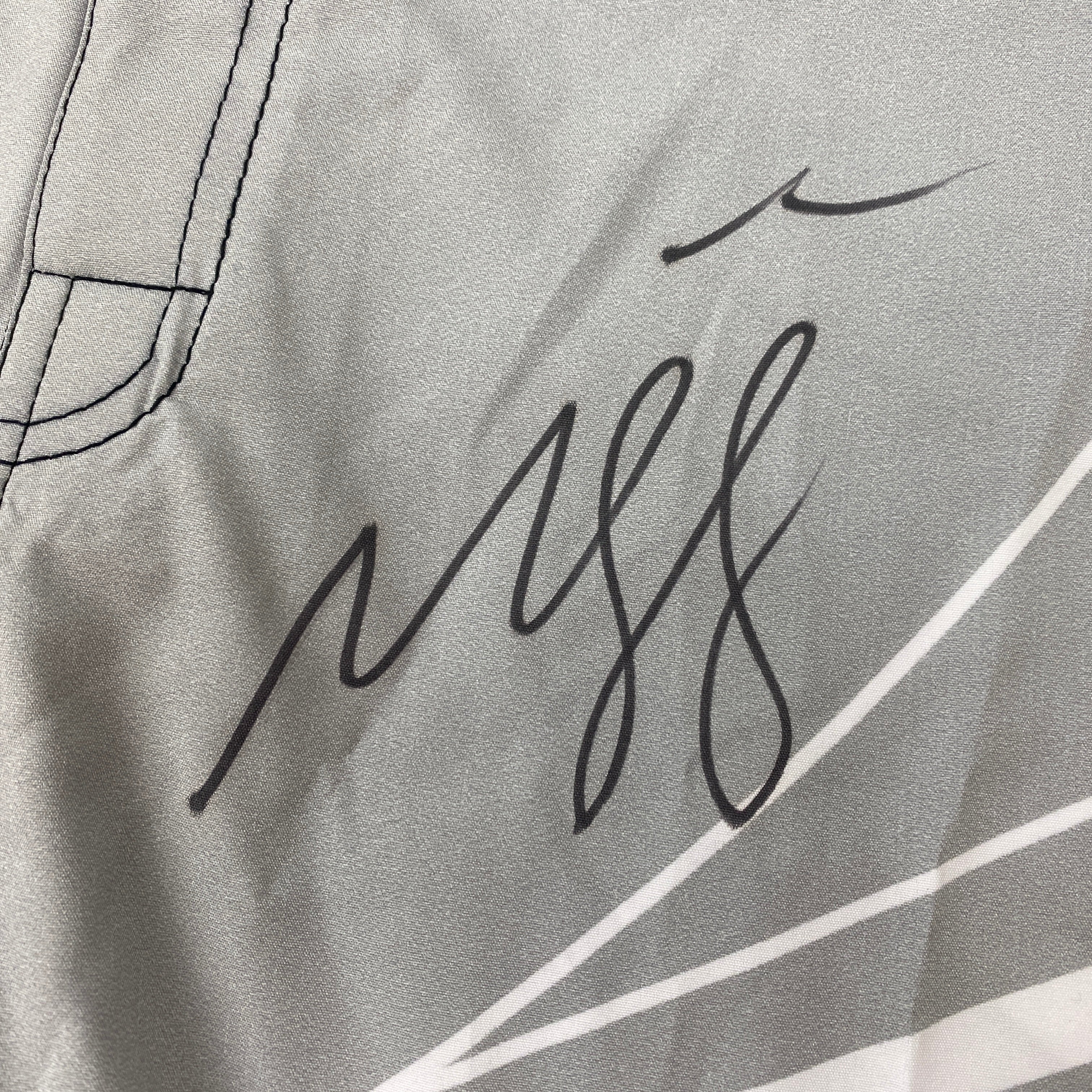 Autographed/Signed Khamzat Borz Chimaev UFC MMA Ultimate Fighting Grey Trunks PSA/DNA COA
