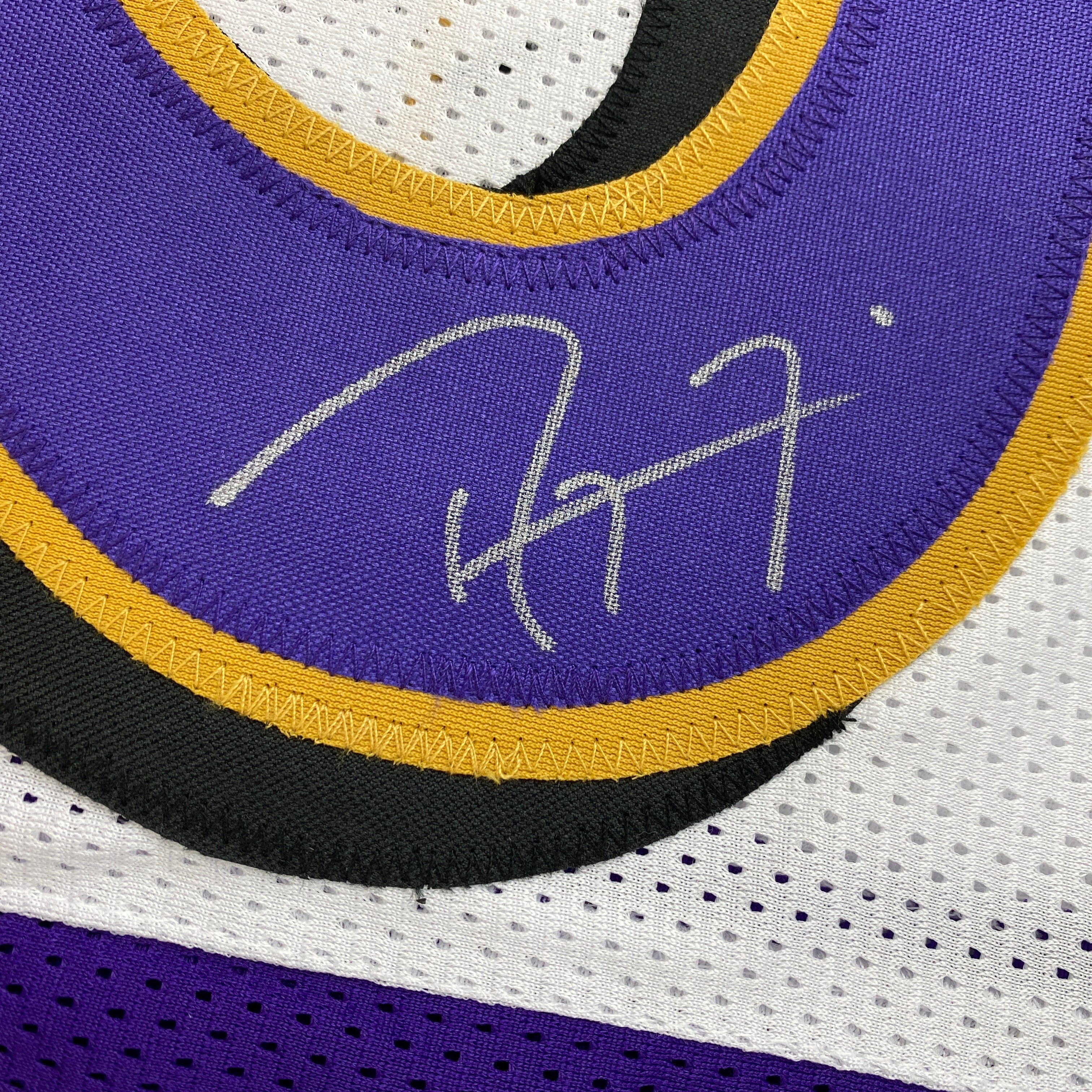 Autographed/Signed Ray Lewis Baltimore Split Purple White Football Jersey JSA COA