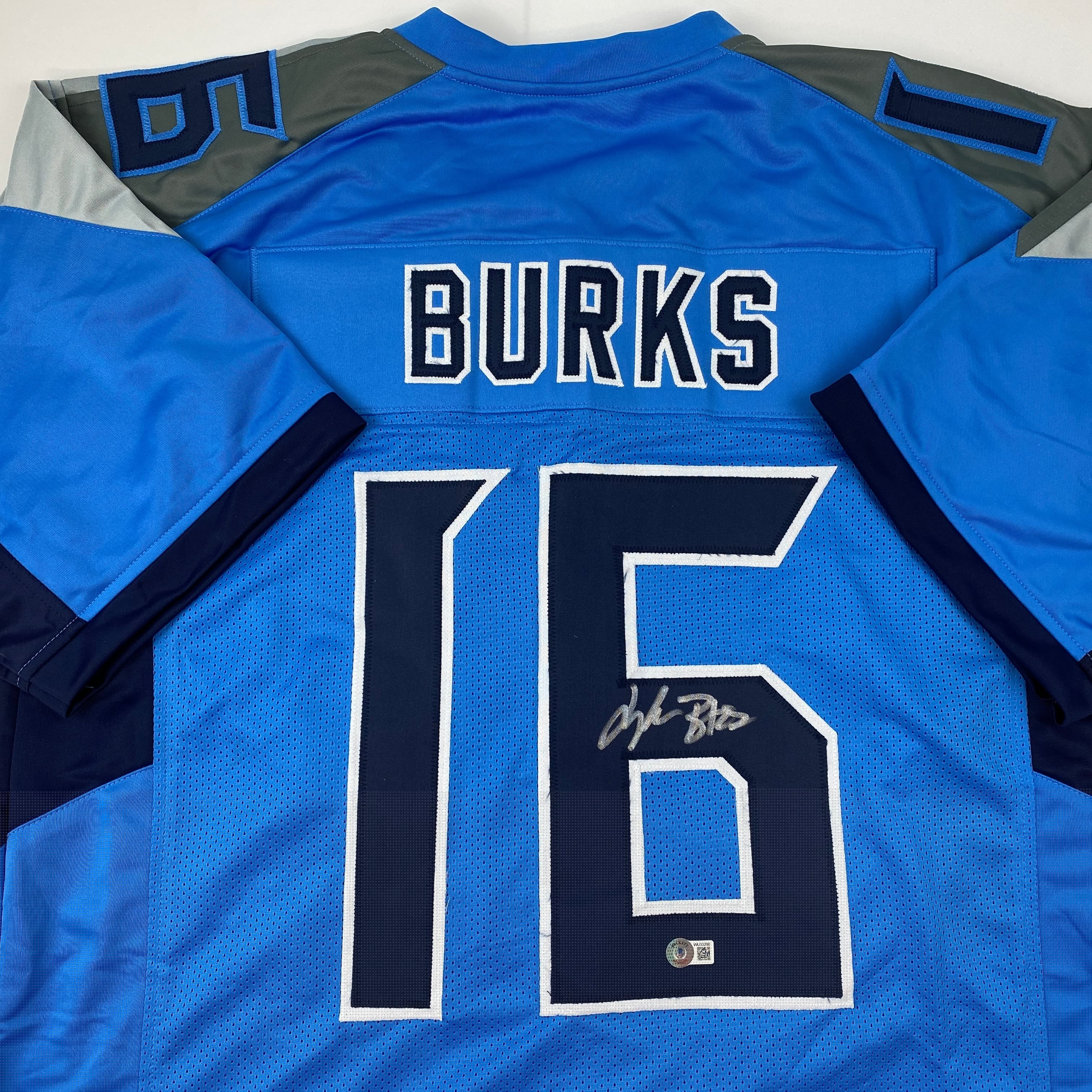 Autographed/Signed Treylon Burks Tennessee Light Blue Football Jersey Beckett BAS COA