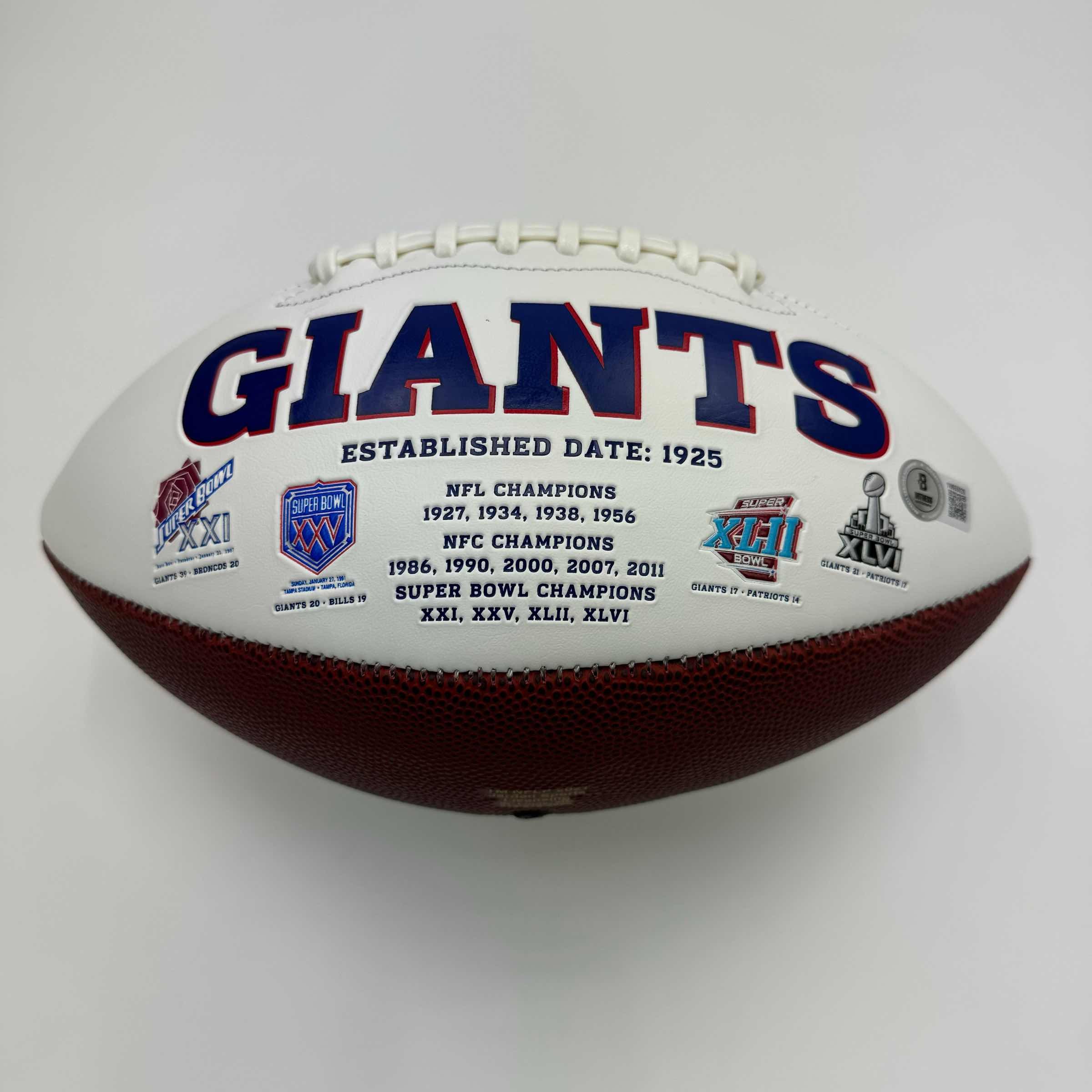 Autographed/Signed Lawrence Taylor New York Giants Full Size F/S White Panel Logo Football Beckett BAS COA