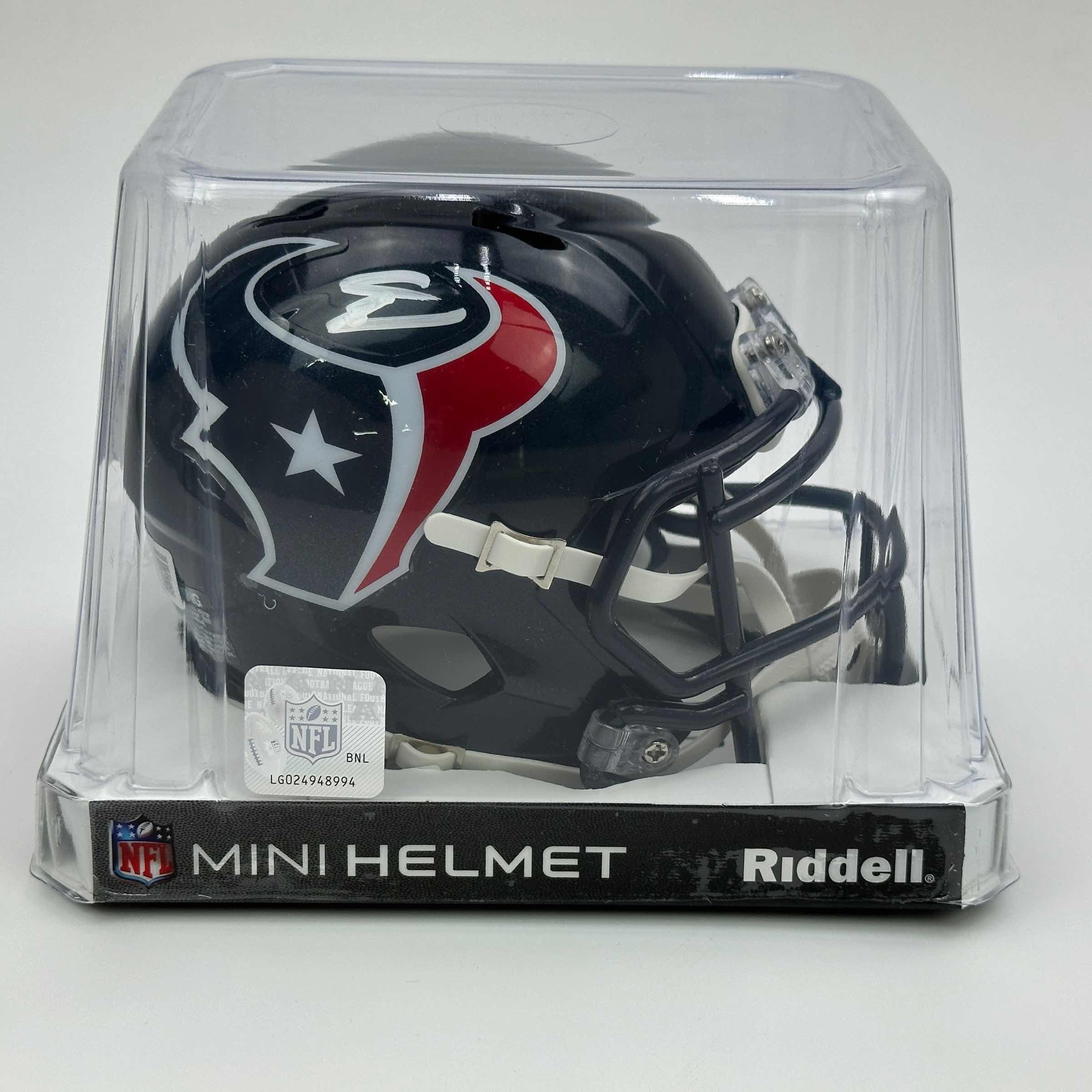 Autographed/Signed Stefon Diggs Houston Texans Mini Football Helmet Beckett BAS COA