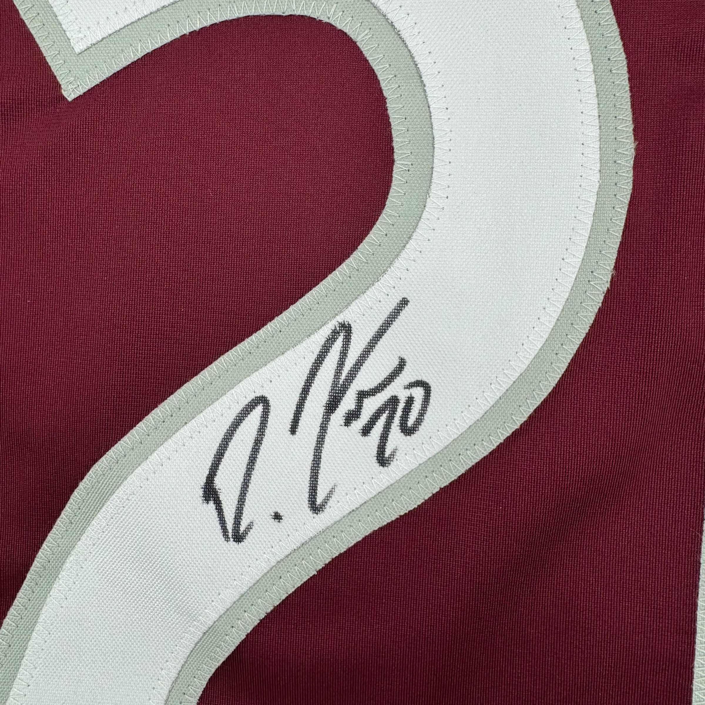 Framed Autographed/Signed Ross Colton 35x39 Colorado Maroon Hockey Jersey Beckett BAS COA