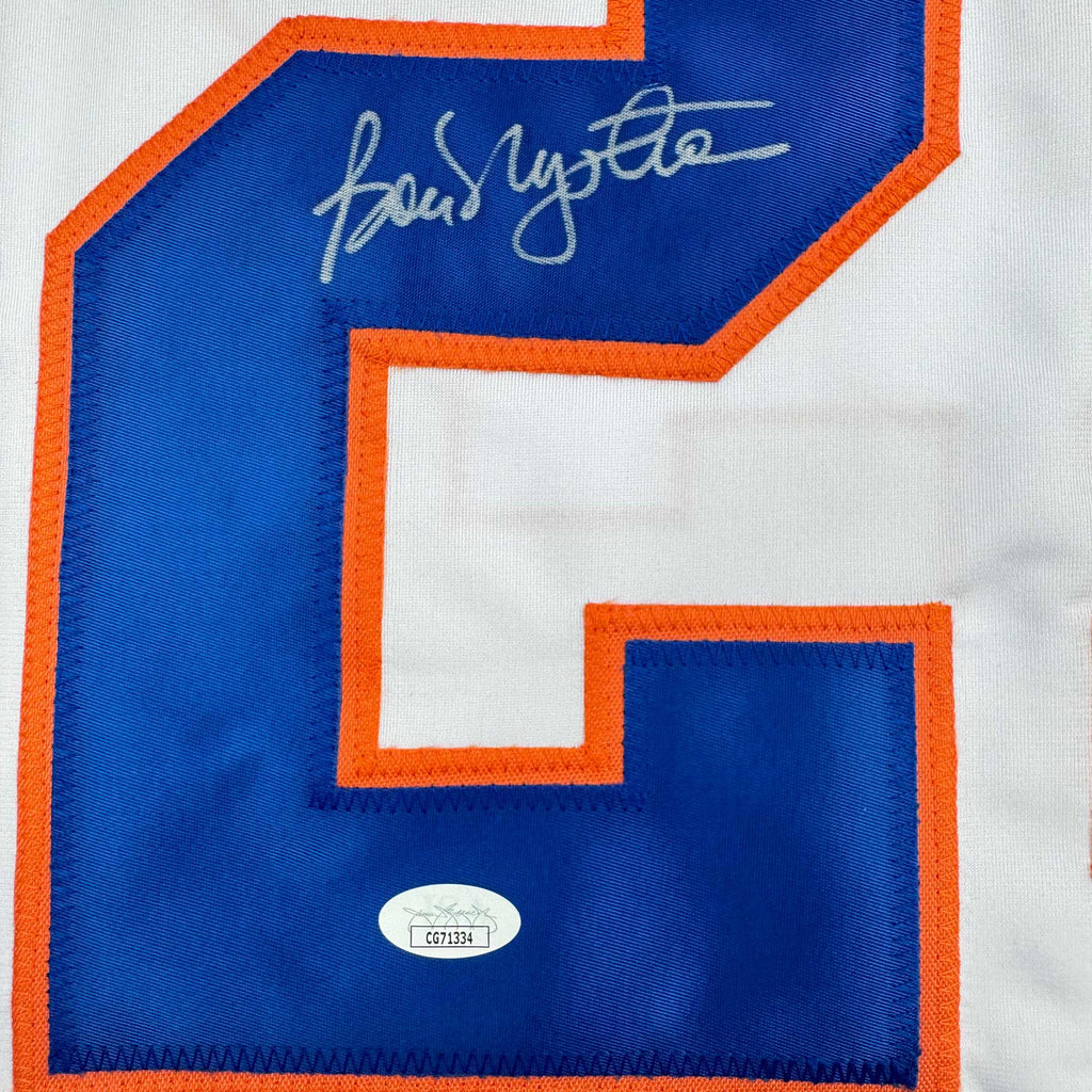 Autographed/Signed Bob Nystrom New York White Hockey Jersey JSA COA