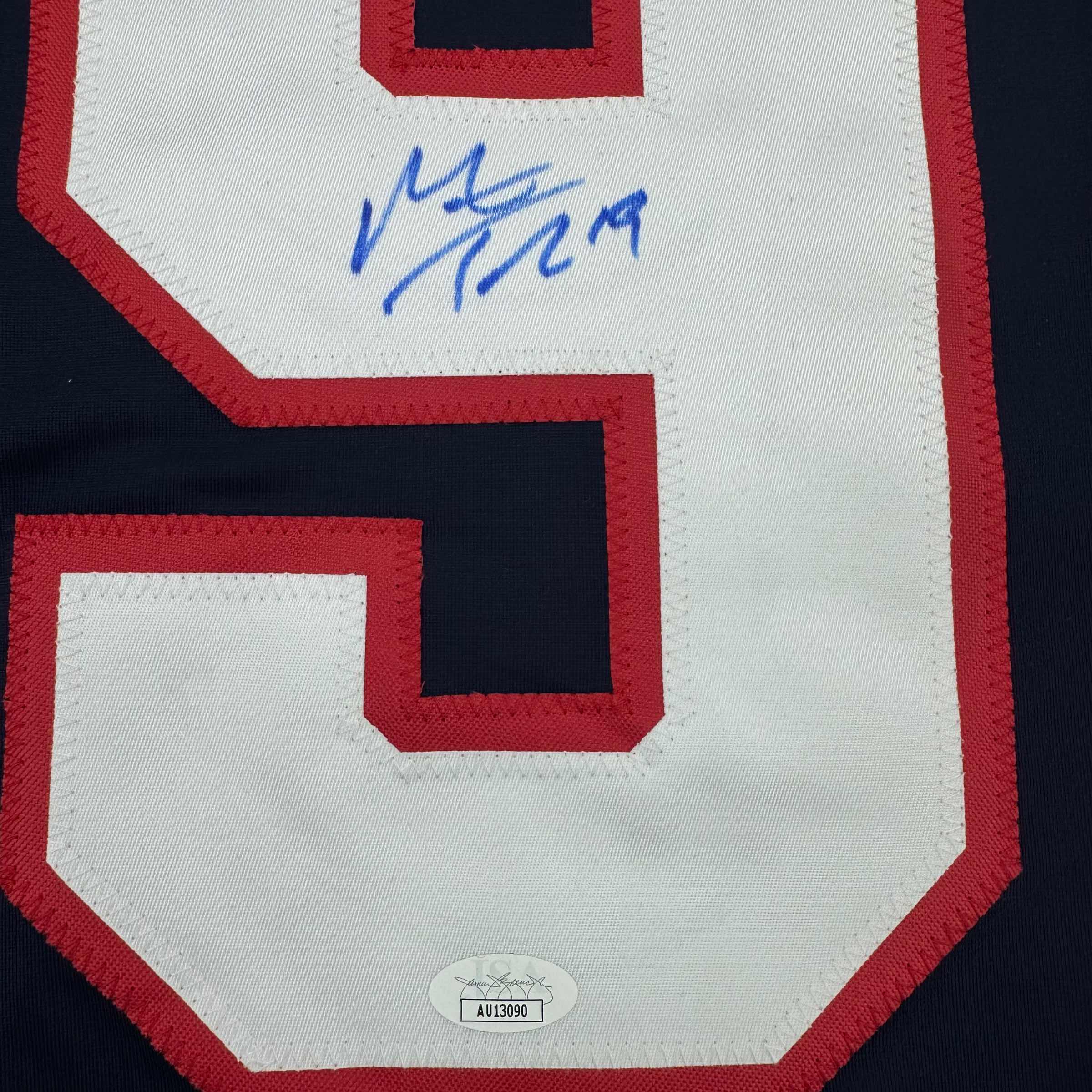 Framed Autographed/Signed Matthew Tkachuk 35x39 Florida Blue Hockey Jersey JSA COA