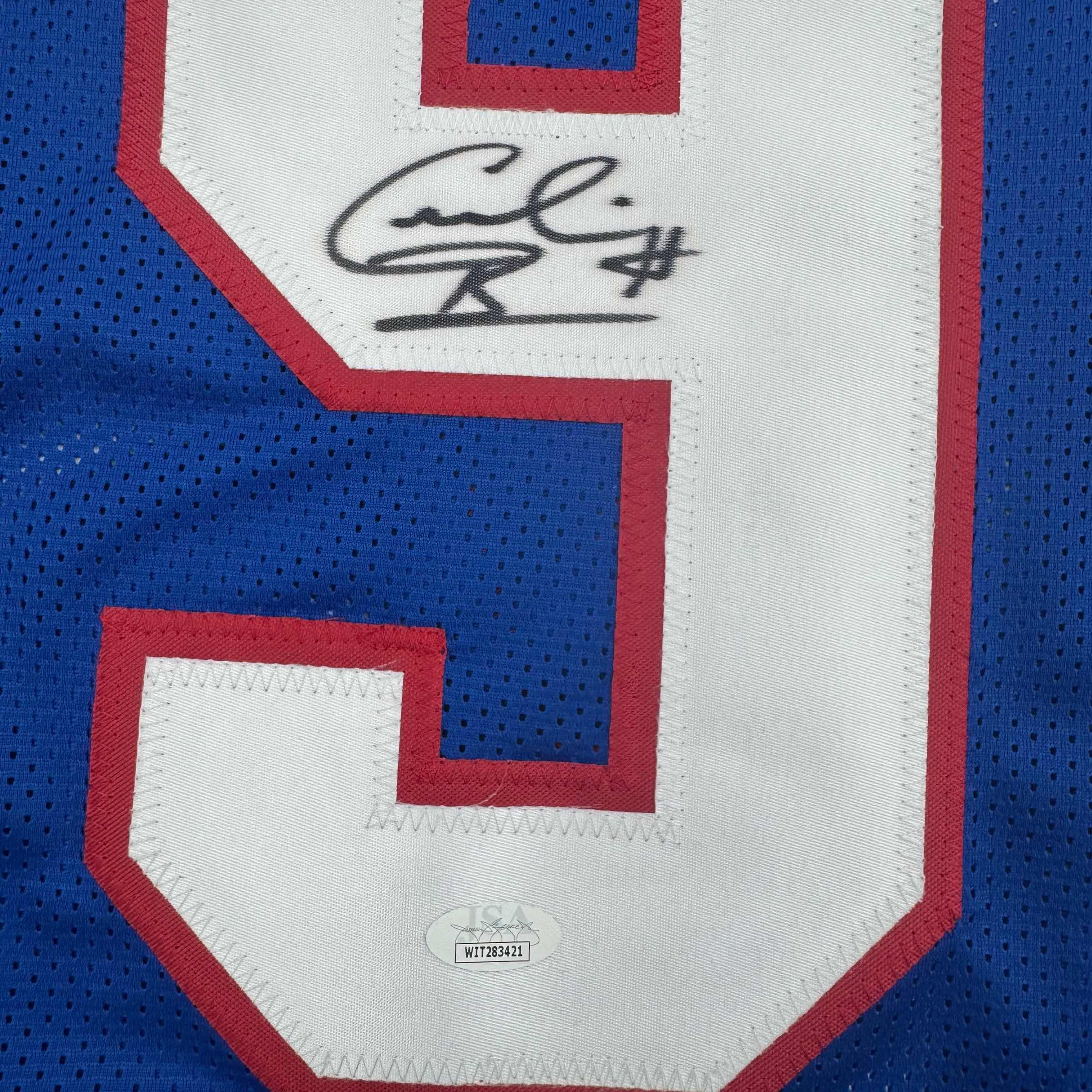 Autographed/Signed Cornelius Bennett Buffalo Blue Football Jersey JSA COA