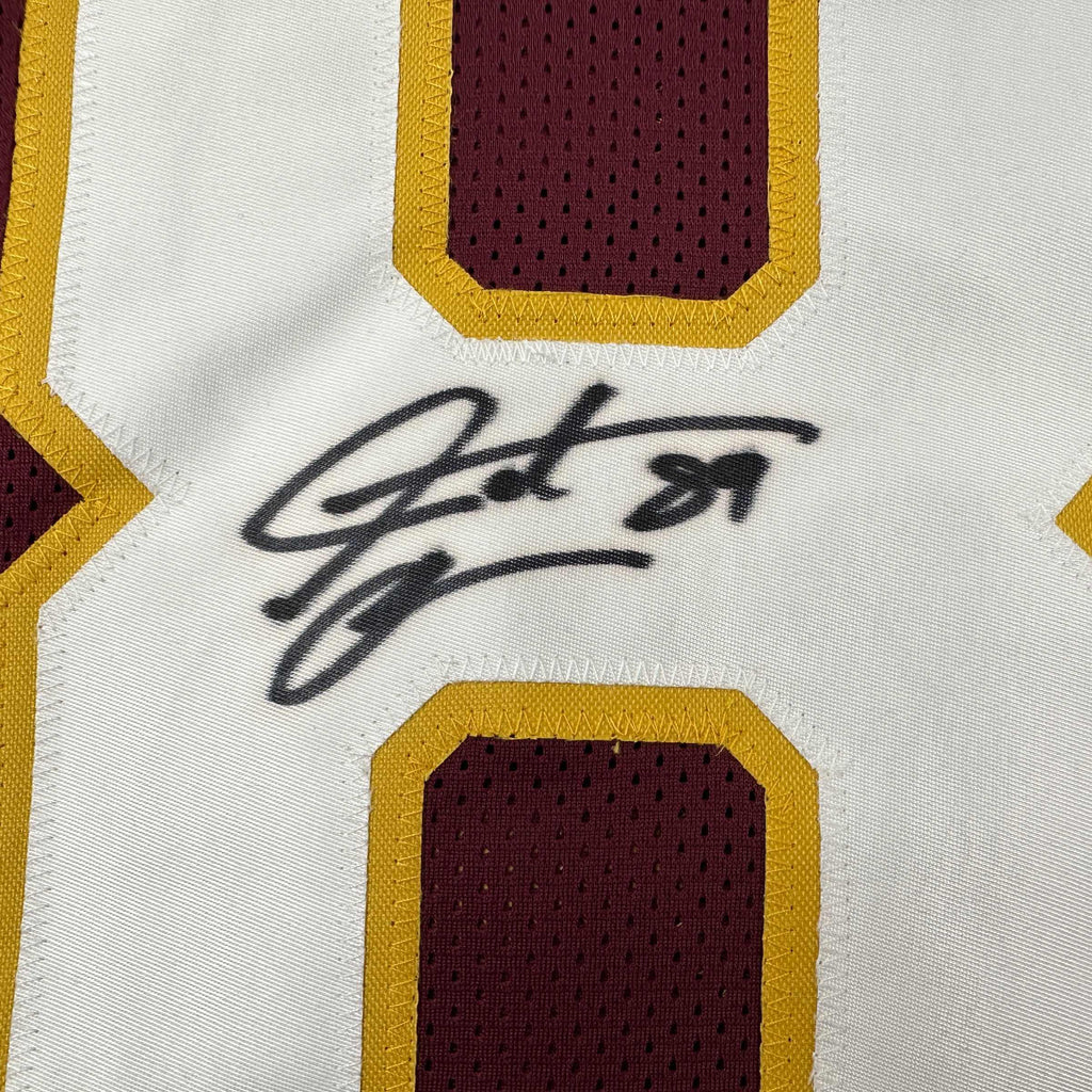 Autographed/Signed Santana Moss Washington Burgundy Football Jersey JSA COA