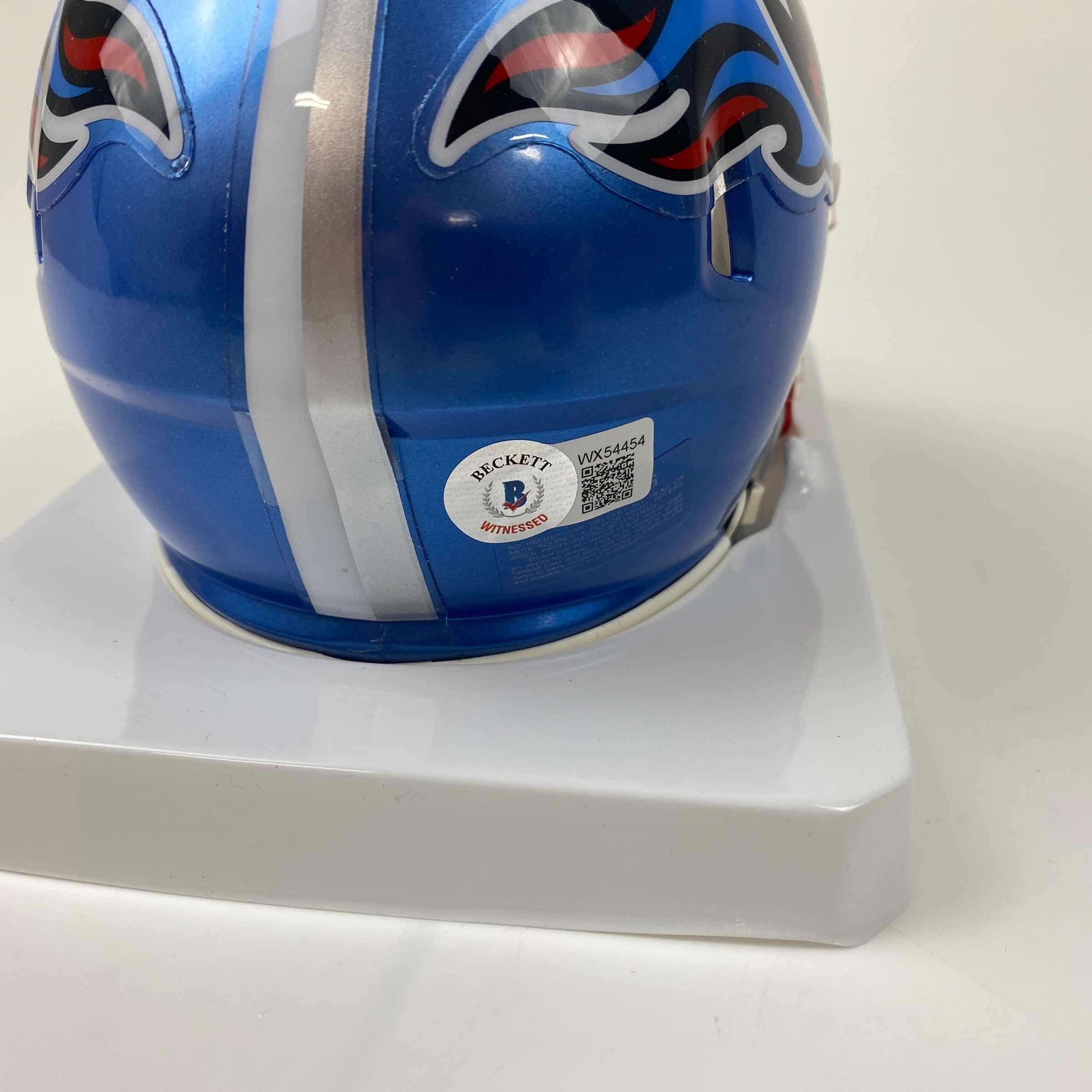 Autographed/Signed Treylon Burks Tennessee Titans Flash Mini Football Helmet Beckett BAS COA