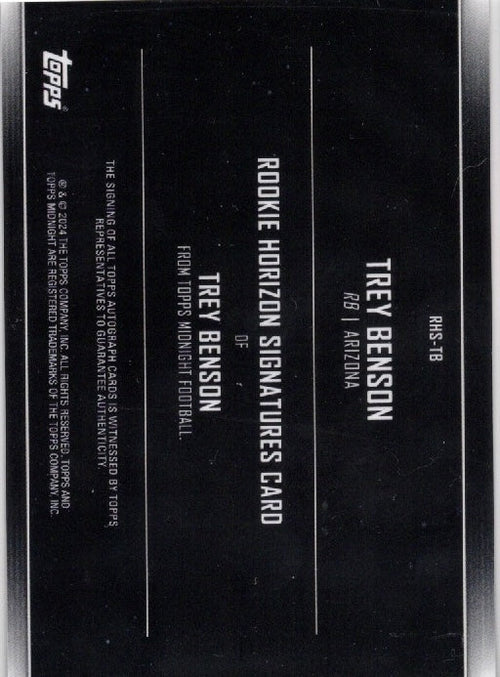 2024 Topps Midnight Trey Benson #RHSTB Horizon Autograph Rookie RC Football Card