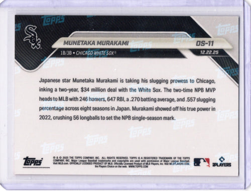 2025 Topps Now Munetaka Murakami #OS11 Orange Foil /25 Chicago White Sox Rookie RC Baseball Card