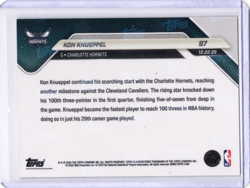 2025 Topps Now Kon Knueppel #97 Gold Foil /50 Charlotte Hornets Rookie RC Basketball Card